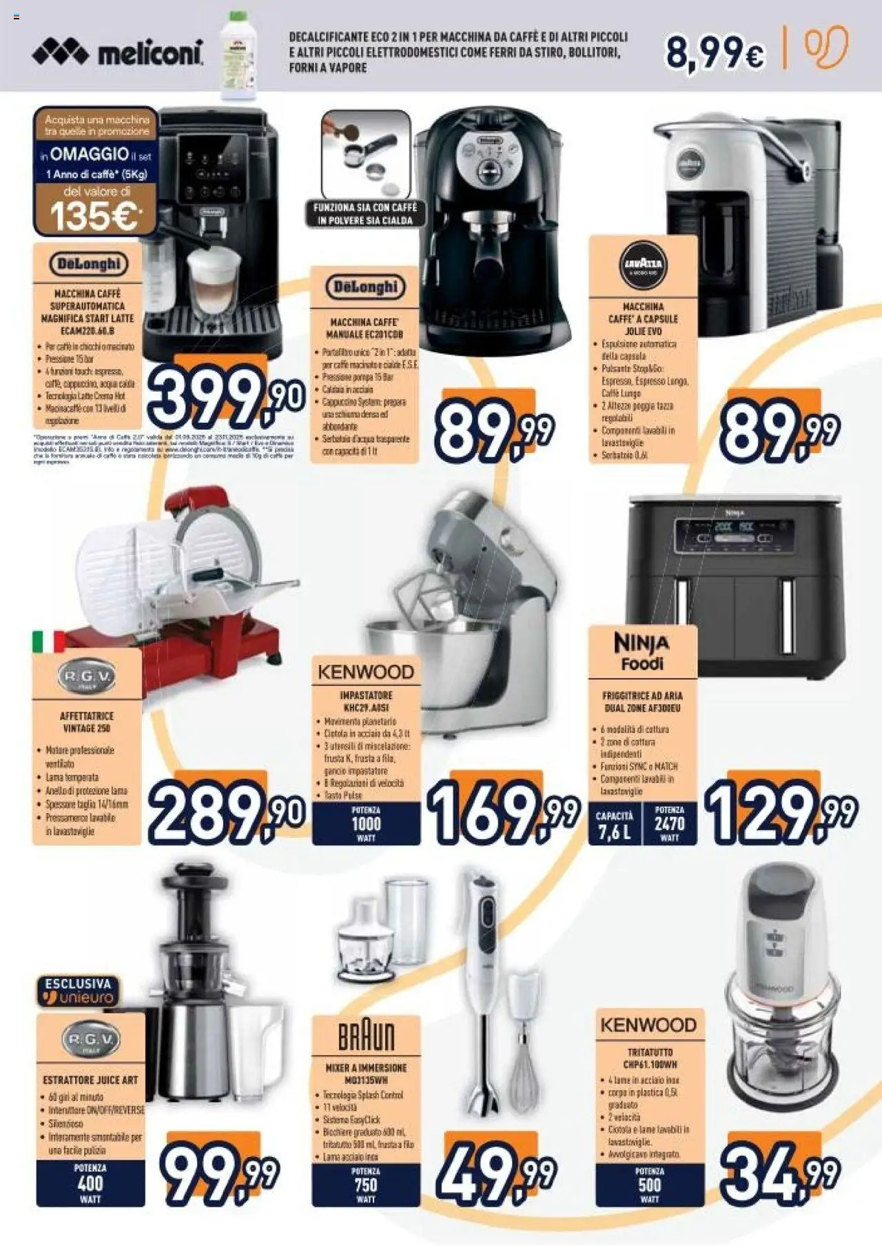 Volantino Unieuro del 22.08.2025 | Pagina: 19 | Prodotti: Caffè, Caldaia, Acqua, Friggitrice
