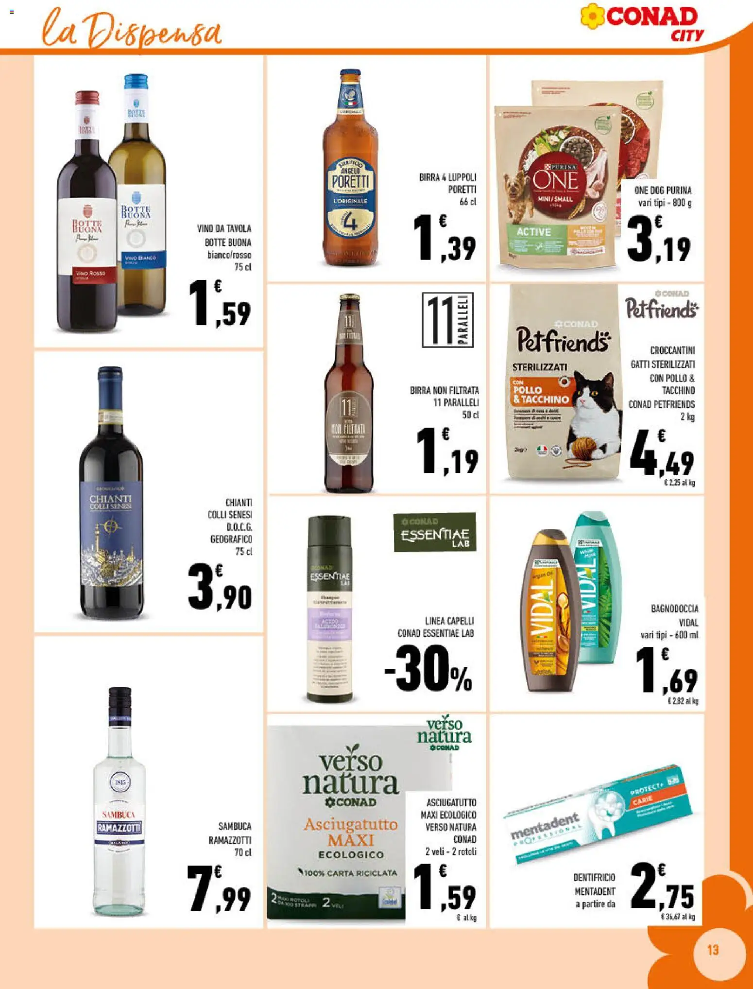 Volantino Conad del 03.01.2026 | Pagina: 13 | Prodotti: Birra, Tacchino, Vino, Asciugatutto