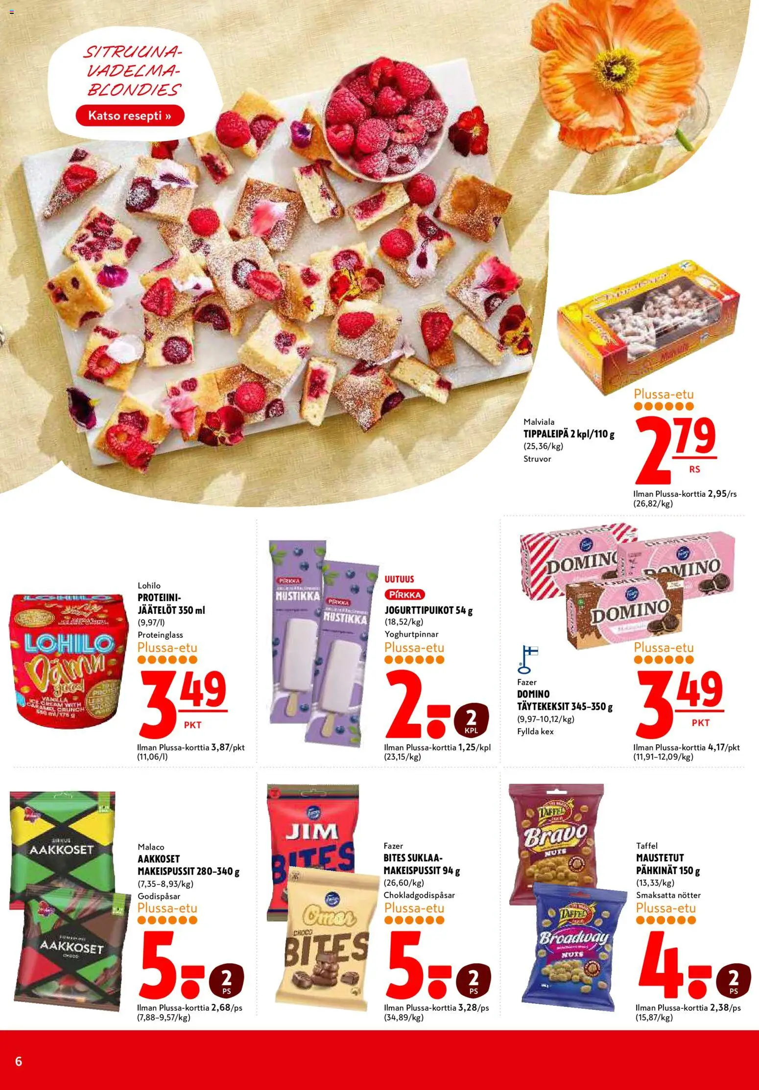 K-Citymarket tarjoukset – voimassa 09.04.2026 alkaen | Sivu: 6 | Tuotteet: Vadelma, Makeispussit, Suklaa, Pähkinät