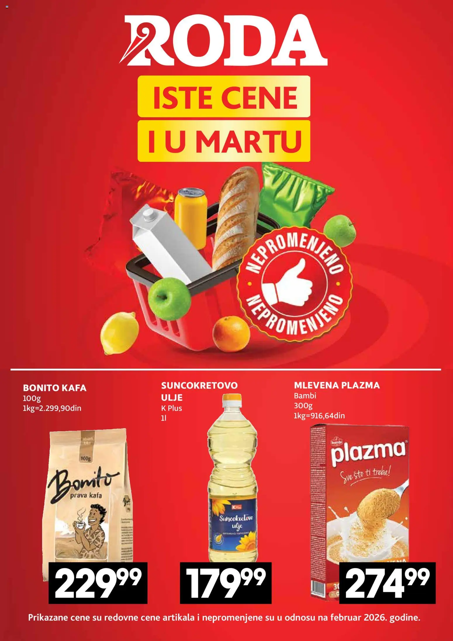 Roda katalog - važi od 26.03.2026 | Strana: 1 | Proizvode: Sto, Mlevena plazma, Plazma, Ulje