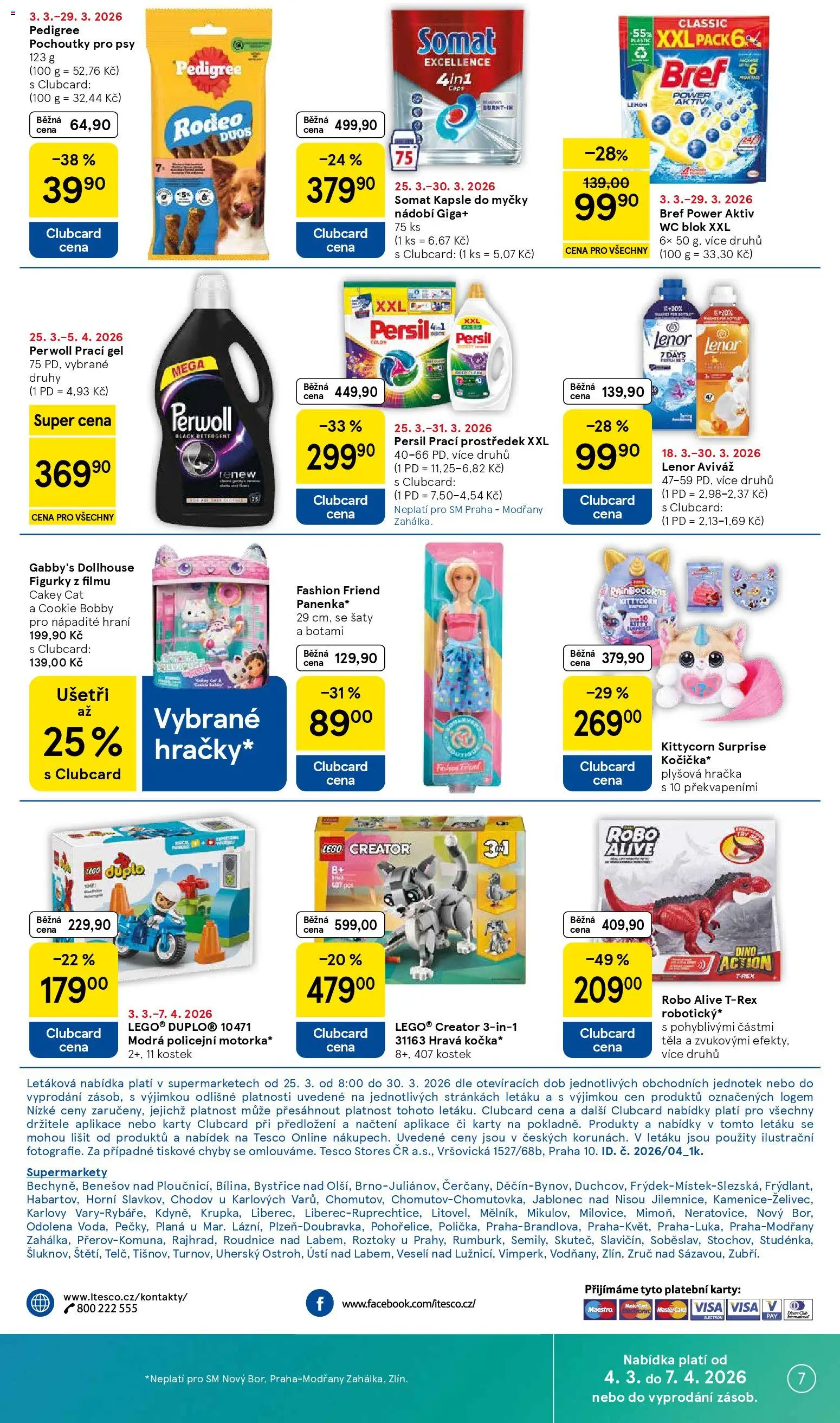 Tesco leták - Supermarket od 25.03.2026 | Strana: 7 | Produkty: Blok, Kapsle do myčky, Karty, Somat
