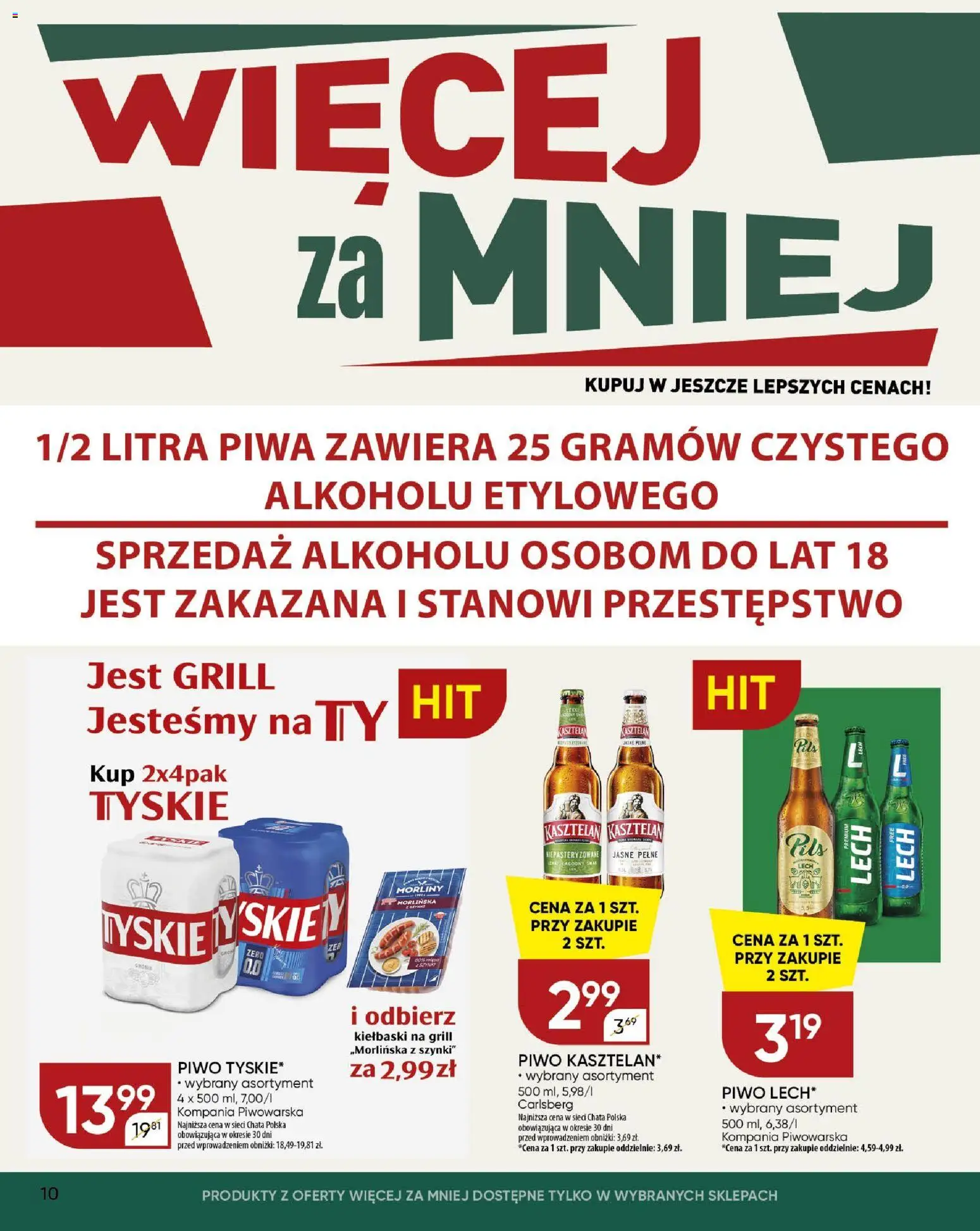 Chata Polska gazetka od 23.04.2026 | Strona: 10 | Produkty: Grill, Kiełbaski, Tyskie, Piwo