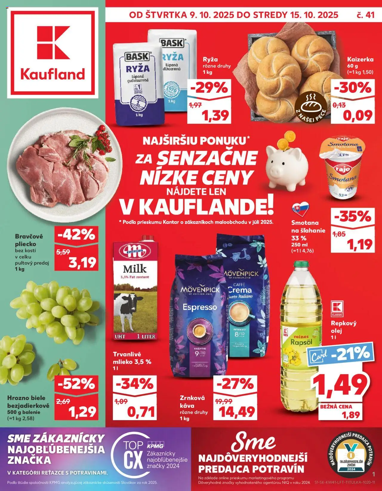 Kaufland SK akciós ujság - amely érvényes a következő dátumtól: 09.10.2025 | Oldal: 1