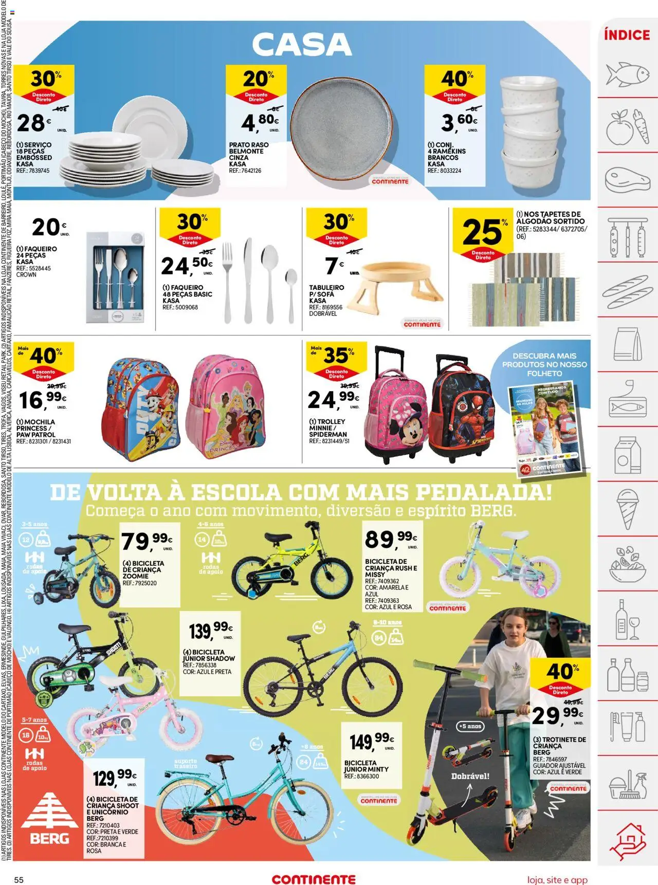 Continente folheto │ válido de 12.08.2025 | Página: 55 | Produtos: Mochila, Bicicleta, Algodão, Sofá