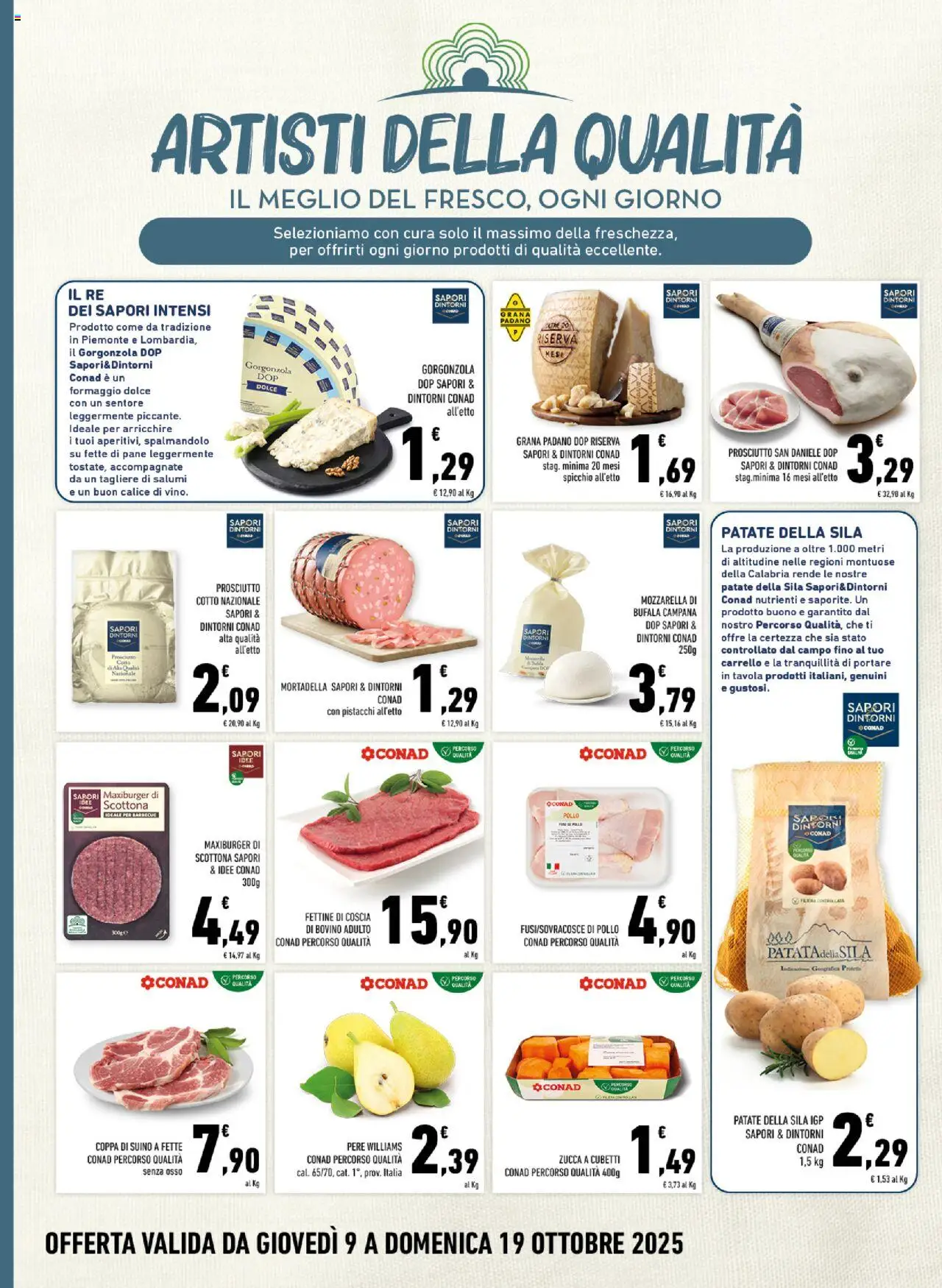 Volantino Conad del 09.10.2025 | Pagina: 4 | Prodotti: Prosciutto Cotto, Pollo, Zucca, Tagliere