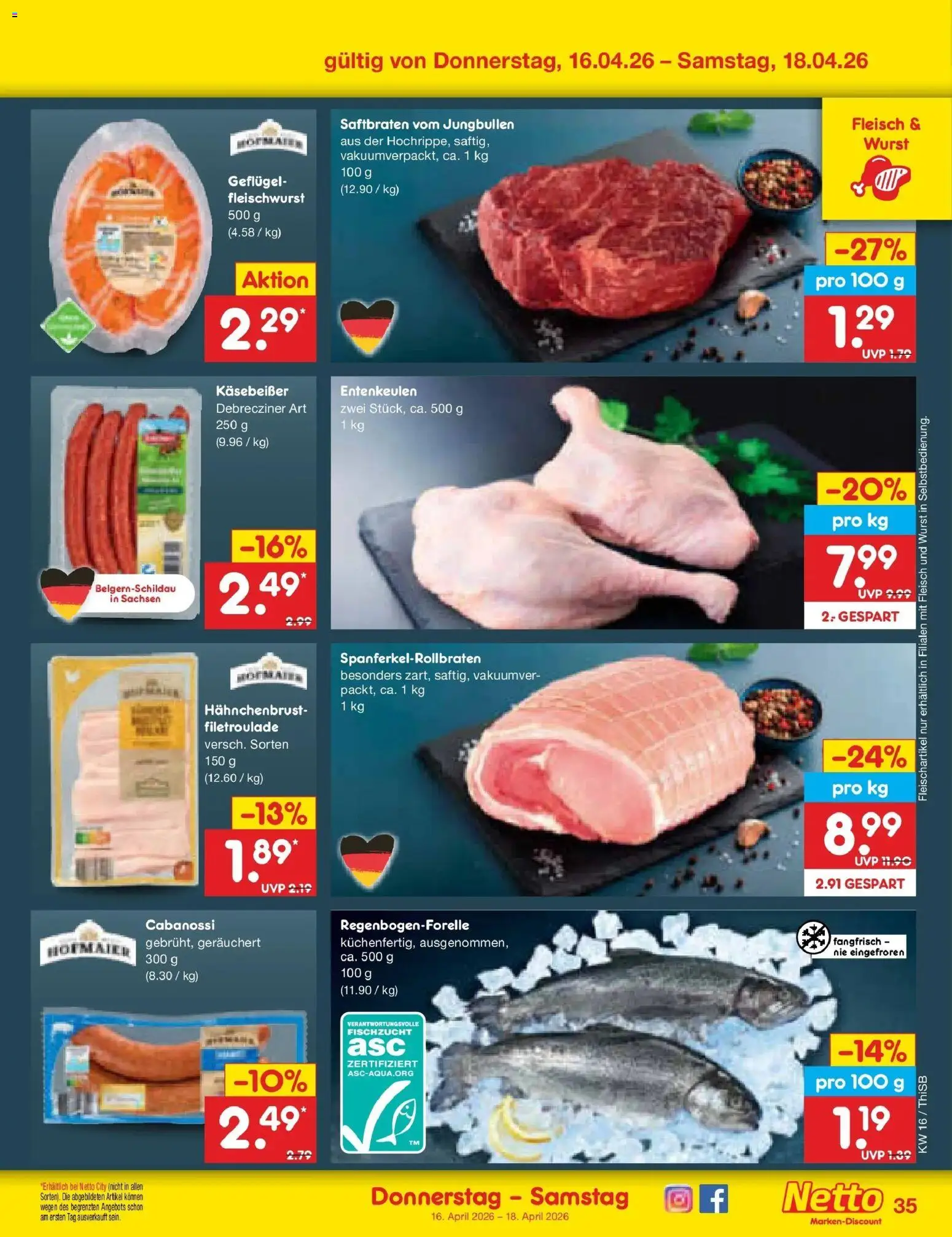 Netto Marken-Discount Prospekt Pirna	 – gültig ab 13.04.2026 | Seite: 57 | Produkte: Wurst, Fleisch, Hahnchenbrust