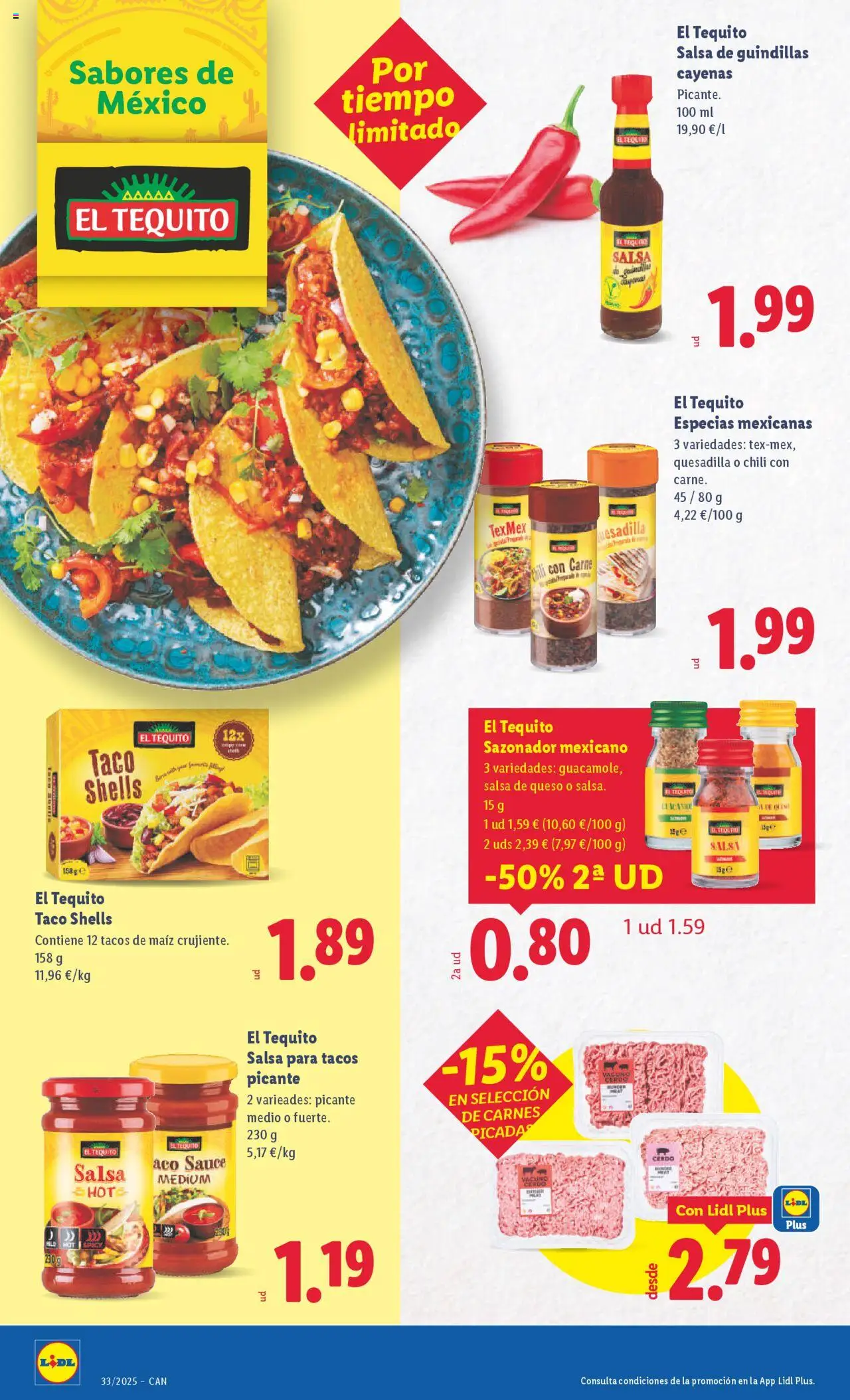 Lidl - Canarias  │ válido desde el 11.08.2025 | Página: 26 | Productos: Queso, Cerdo, Tacos, Sazonador