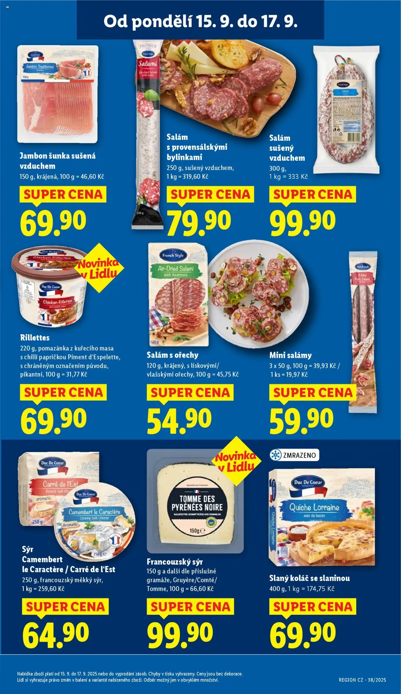 Lidl leták od 15.09.2025 | Strana: 17 | Produkty: Sýr, Salám, Pomazánka, Camembert