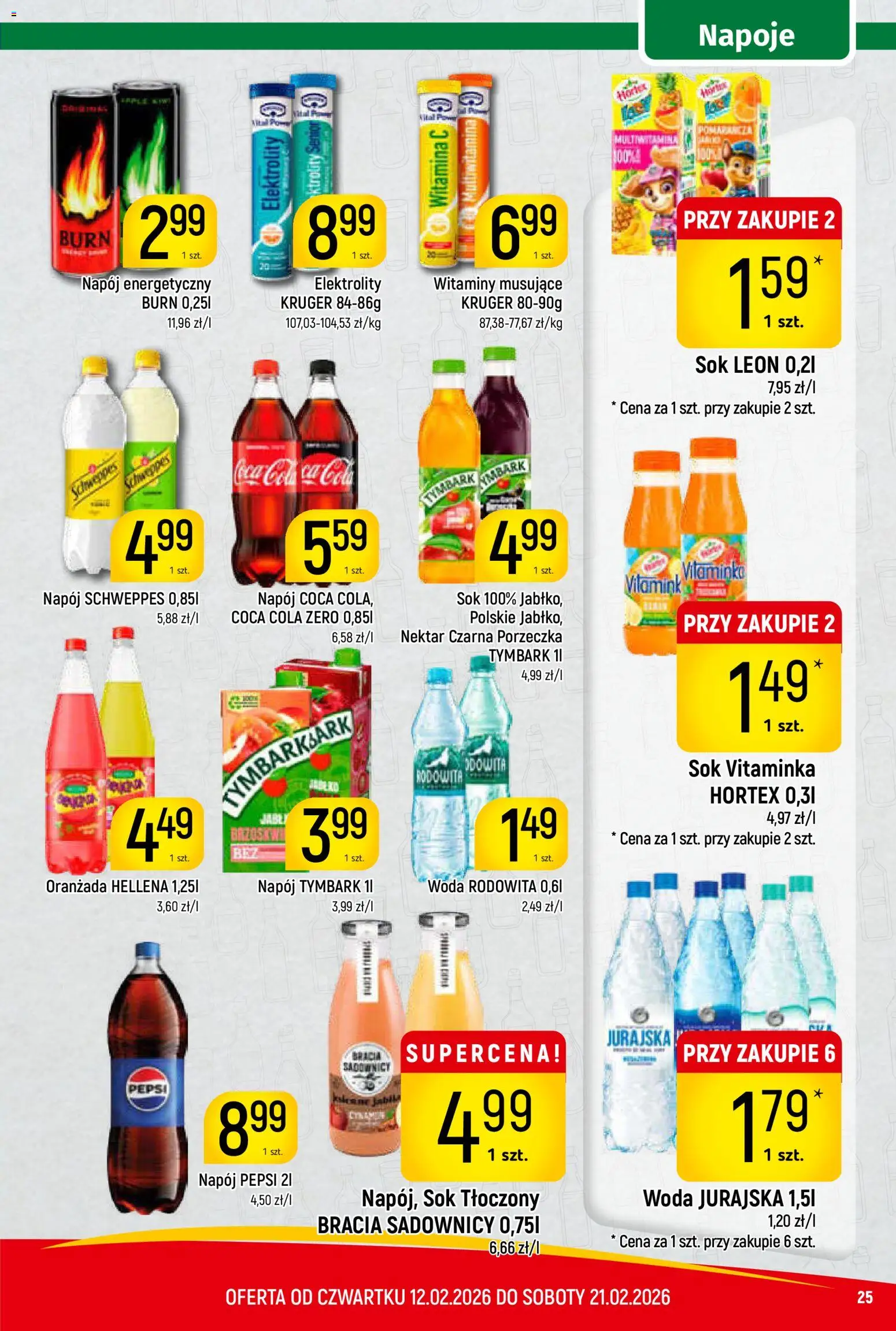 Piotruś Pan Gazetka od 12.02.2026 | Strona: 25 | Produkty: Coca Cola zero, Coca cola, Oranżada hellena, Porzeczka
