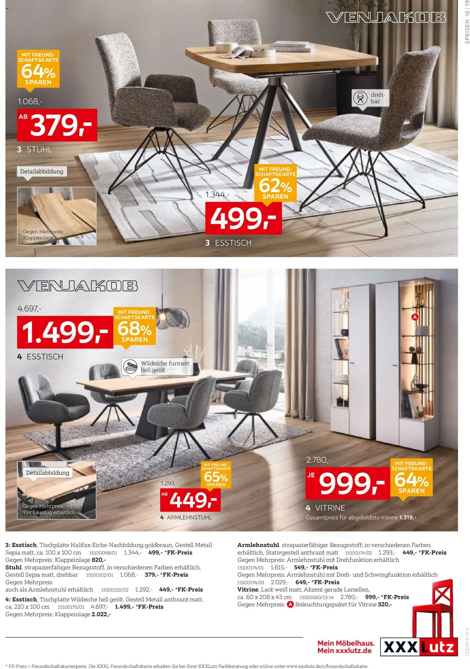 XXXL Lutz Speisen Spezial – gültig ab 22.02.2026 | Seite: 19 | Produkte: Esstisch, Vitrine, Stuhl