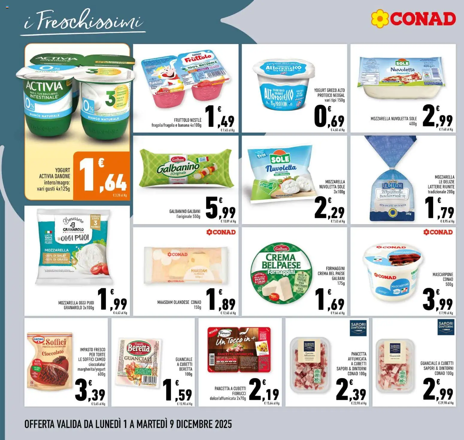 Volantino Conad del 01.12.2025 | Pagina: 12 | Prodotti: Cioccolato, Pancetta, Mozzarella, Guanciale