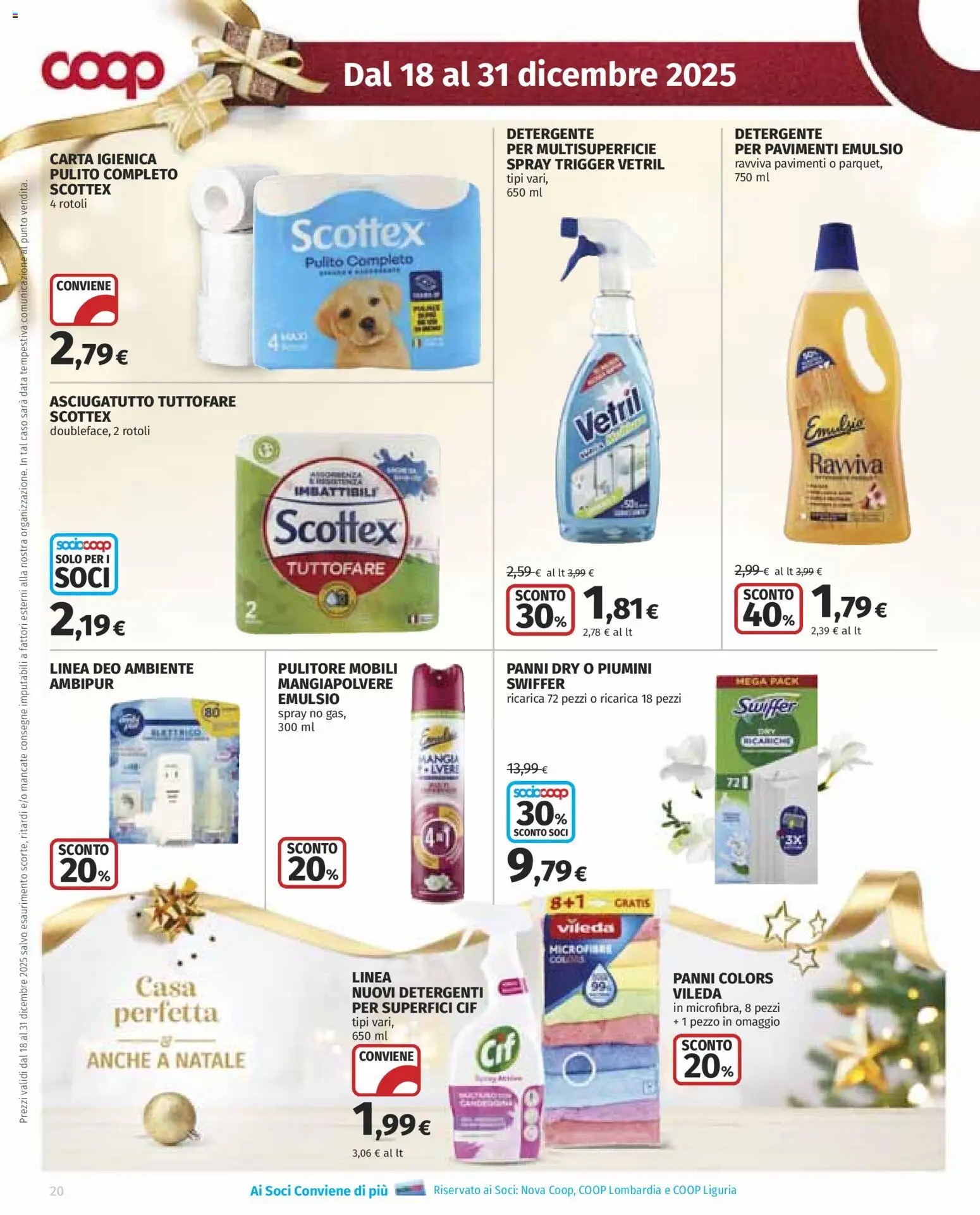 Volantino COOP del 18.12.2025 | Pagina: 20 | Prodotti: Carta igienica, Detergente, Data, Asciugatutto