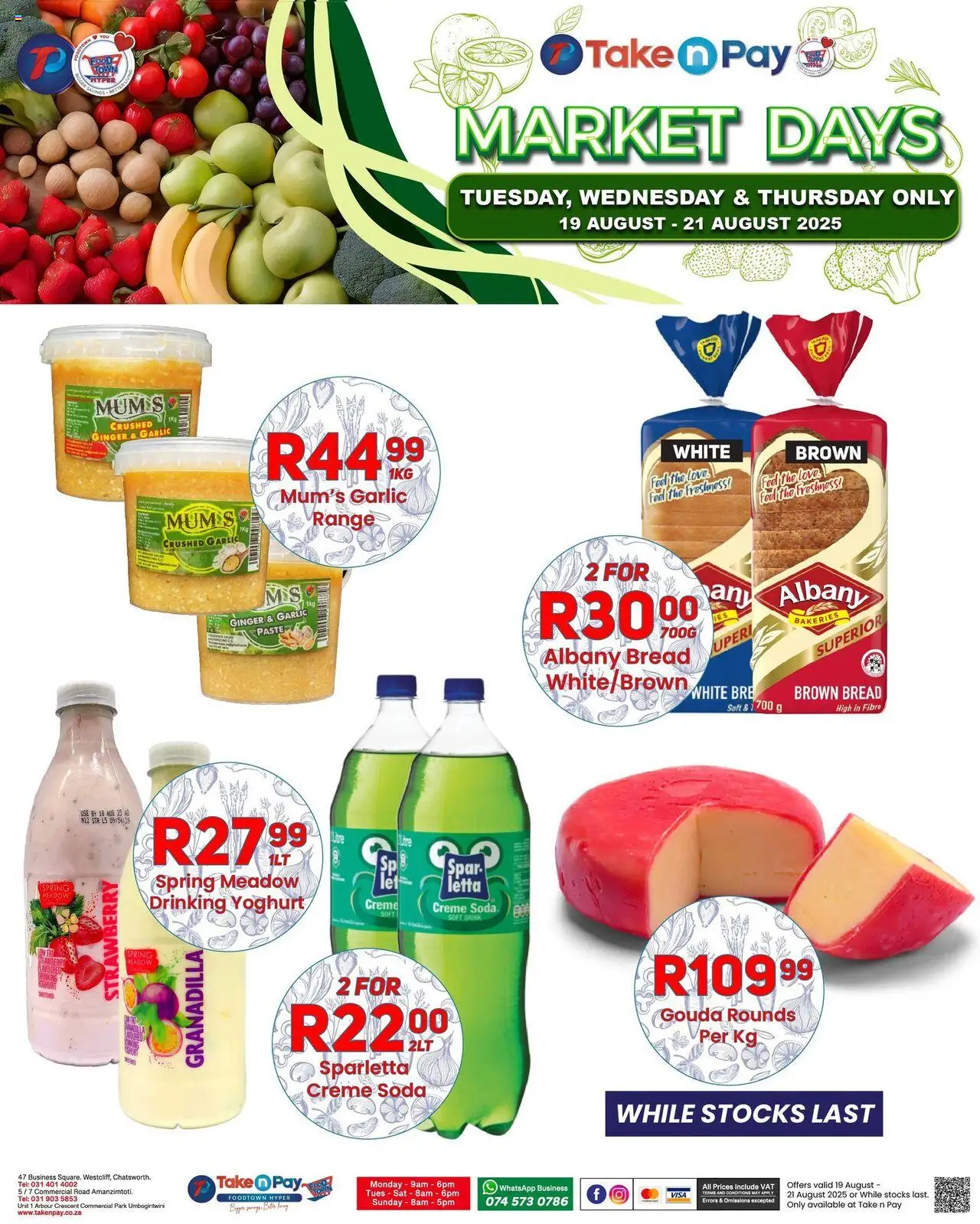 Take n Pay Market Day │ valid from 19.08.2025 | Page: 7 | Products: Yoghurt, Bread, Garlic