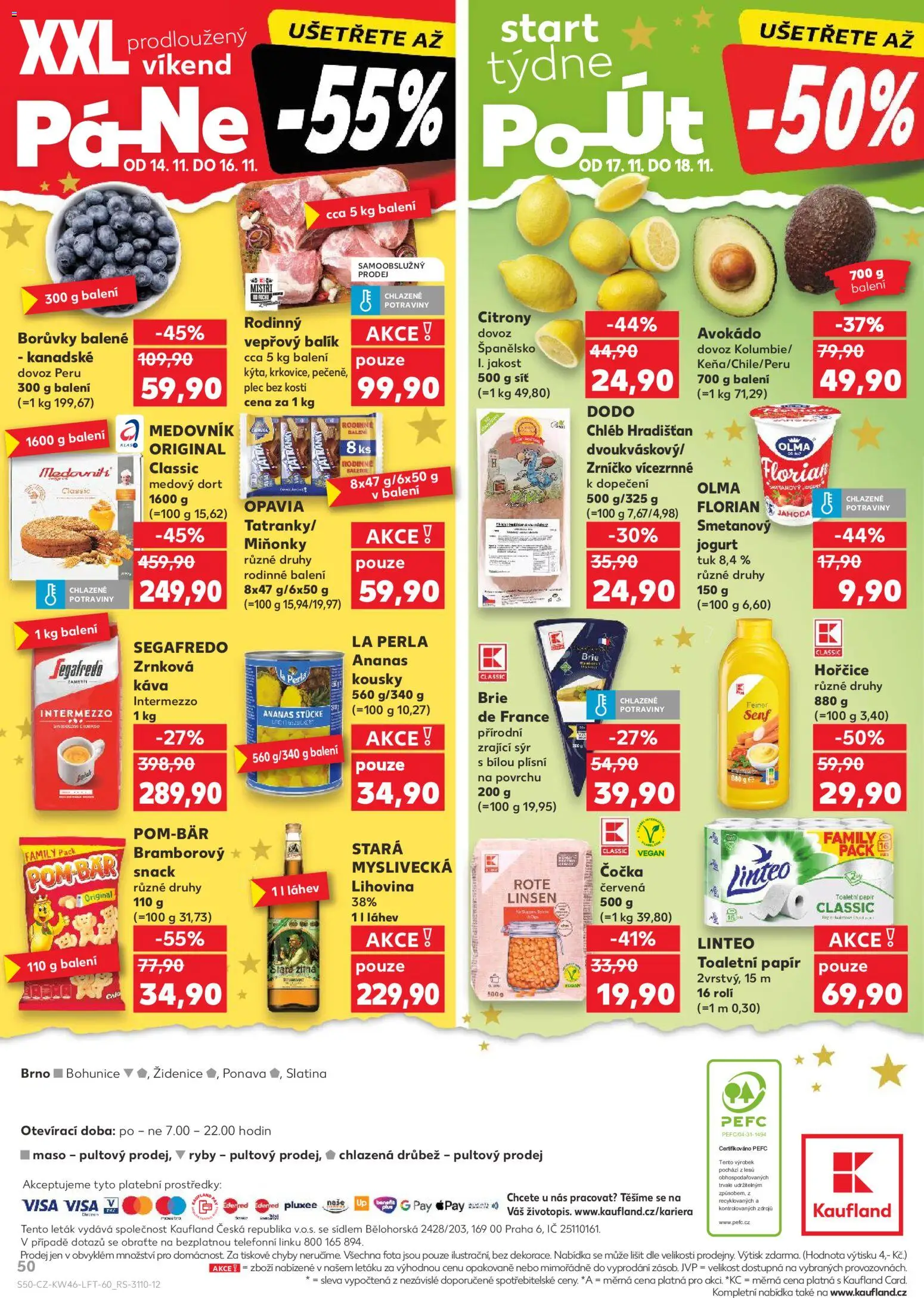 Kaufland leták - Brno od 12.11.2025 | Strana: 50 | Produkty: Smetanový jogurt, Káva, Segafredo, Zrnková káva