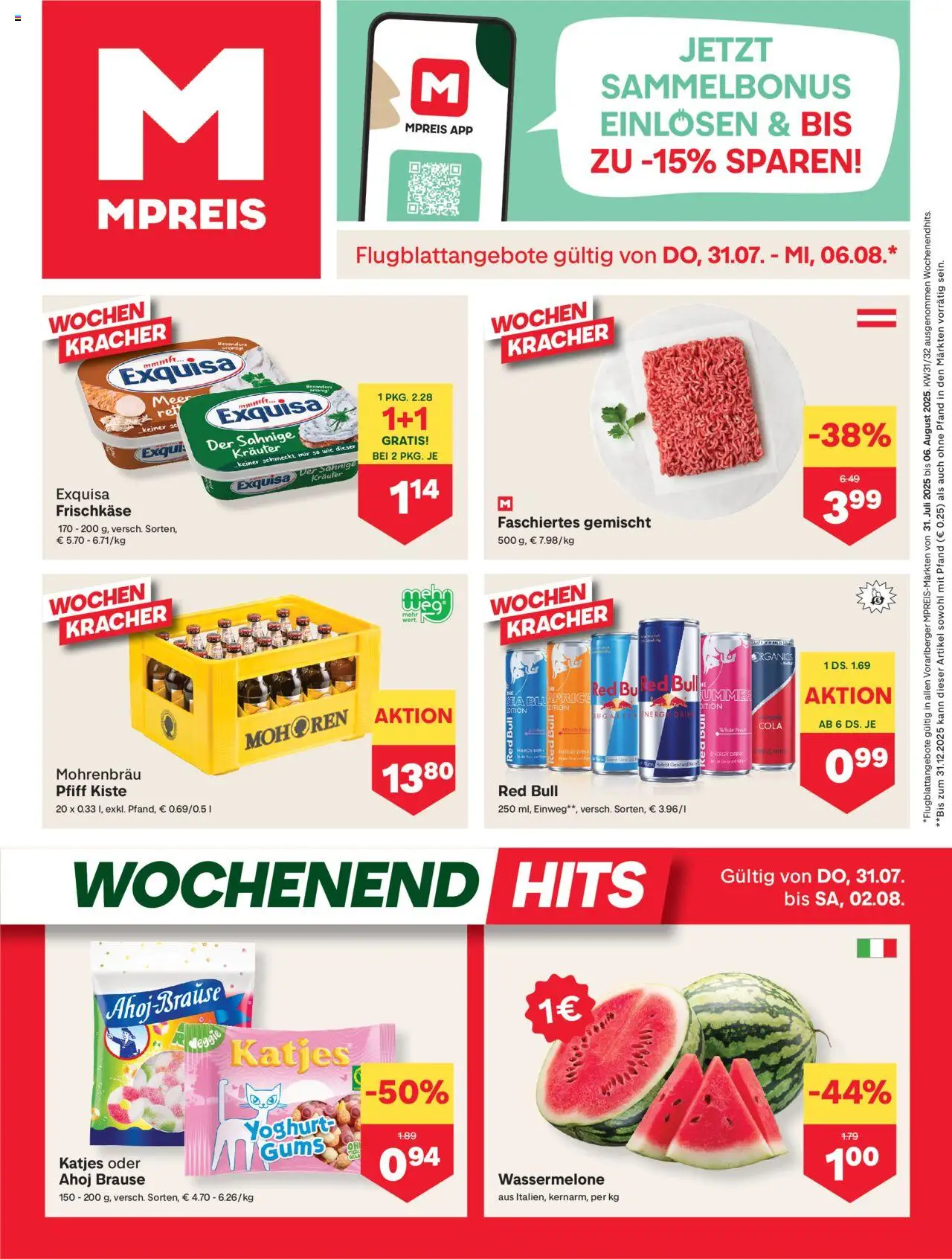MPREIS Hohenems gültig ab 31.07.2025 | Seite: 1 | Produkte: Wassermelone