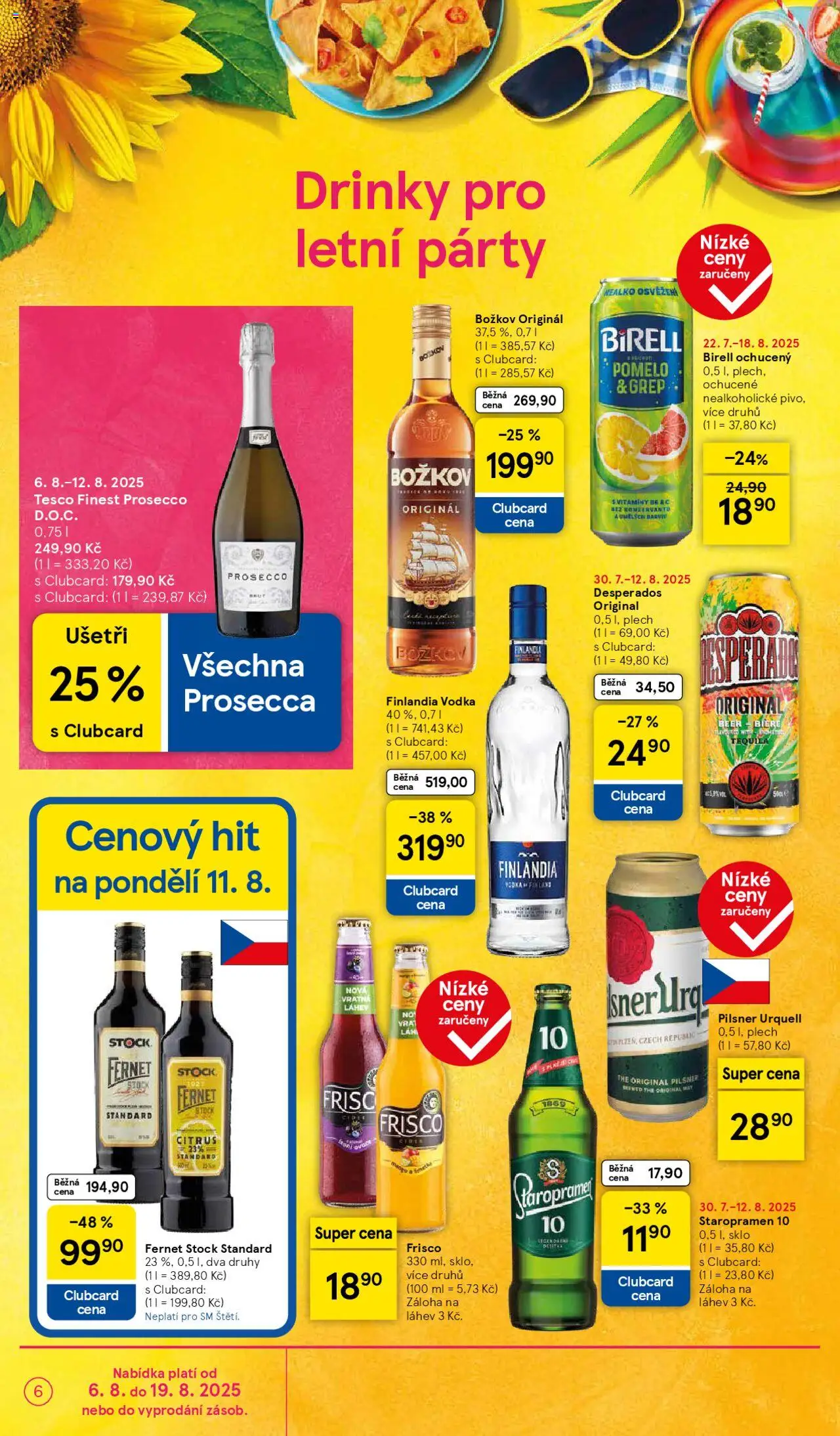 Tesco leták - Supermarket od 06.08.2025 | Strana: 6 | Produkty: Prosecco, Frisco, Plech, Božkov originál