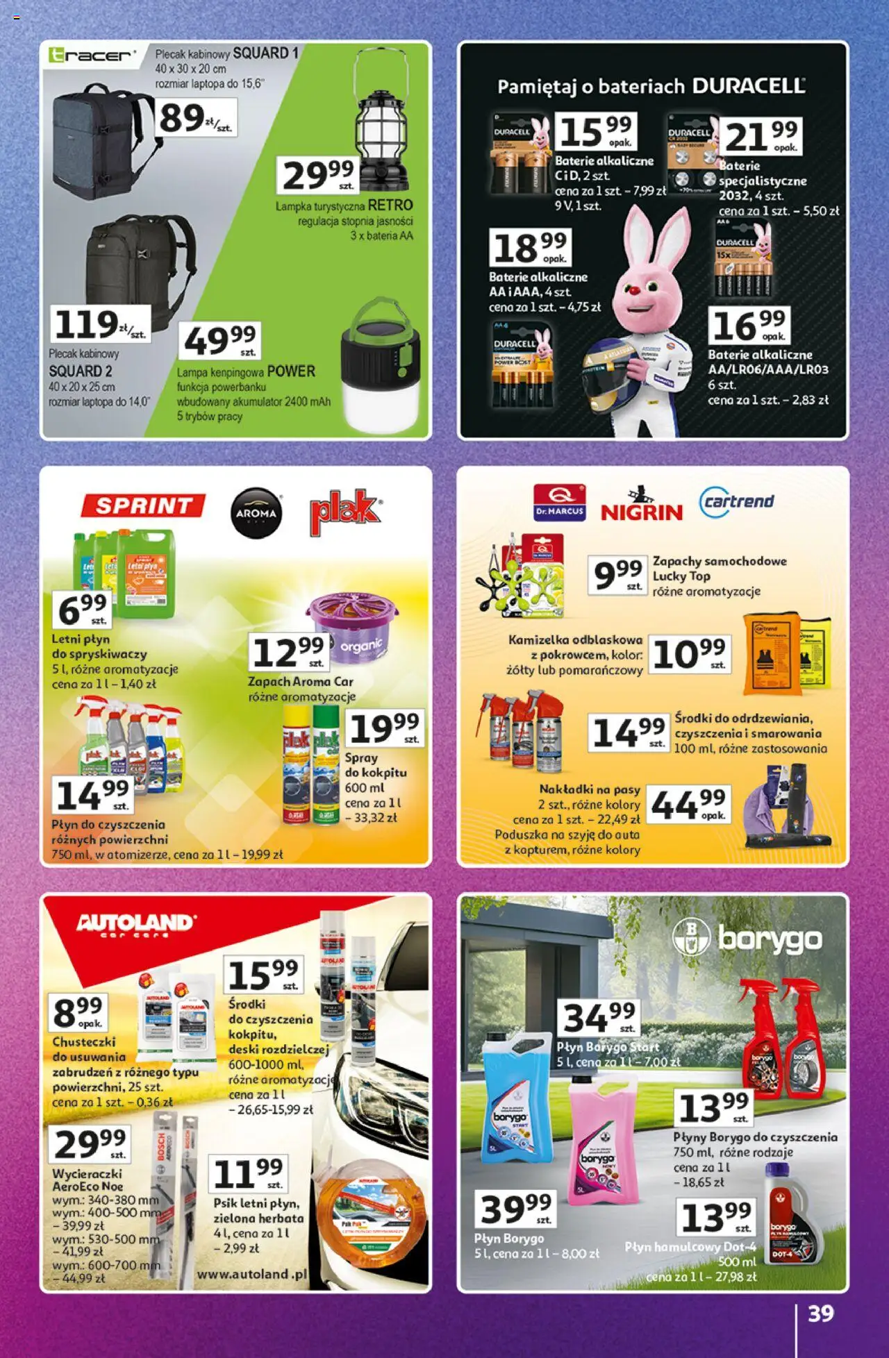 Auchan Gazetka - Znane Marki Duży Wybór Hipermarket od 12.06.2025 | Strona: 39 | Produkty: Baterie, Cleaner, Poduszka, Płyn do spryskiwaczy