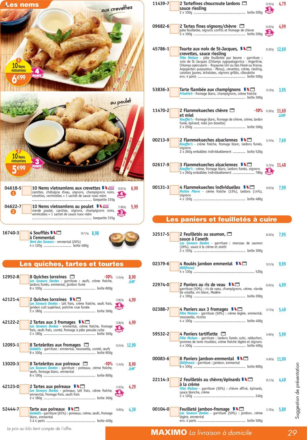  | Page: 29 | Produits: Carottes, Crevettes, Lait, Pommes