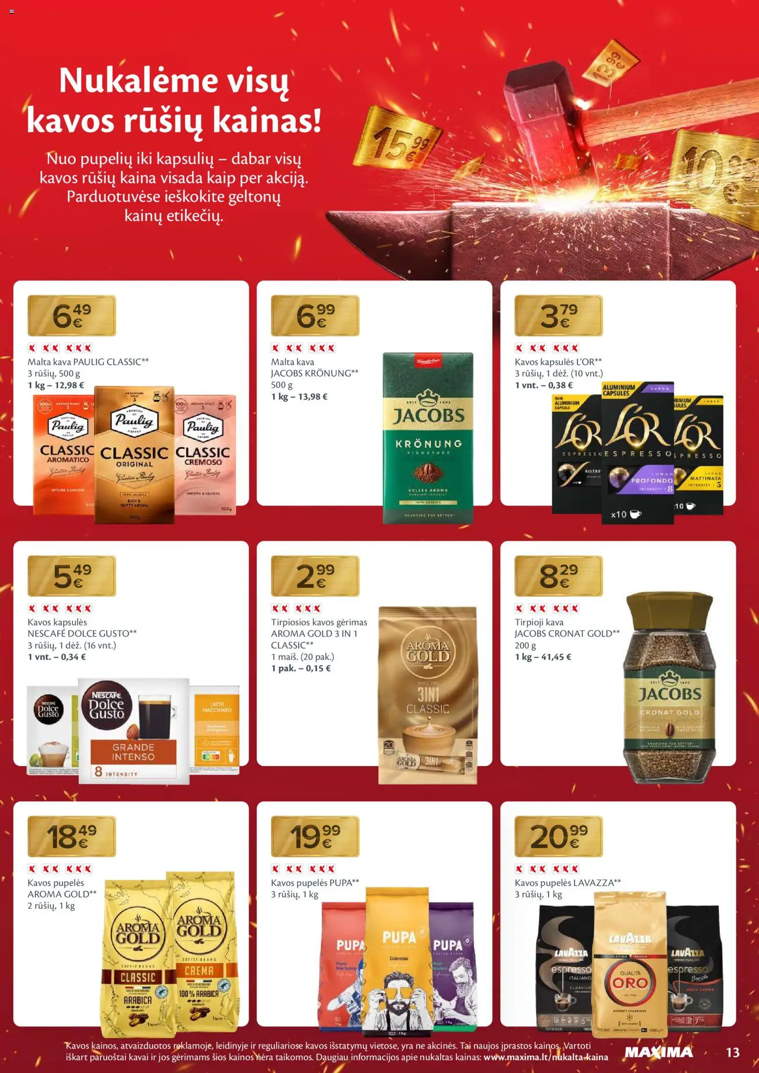MAXIMA akcijos nuo 11.11.2025 | Puslapis: 13 | Prekių: Pupelės, Tirpioji kava, Kavos pupelės, Kava