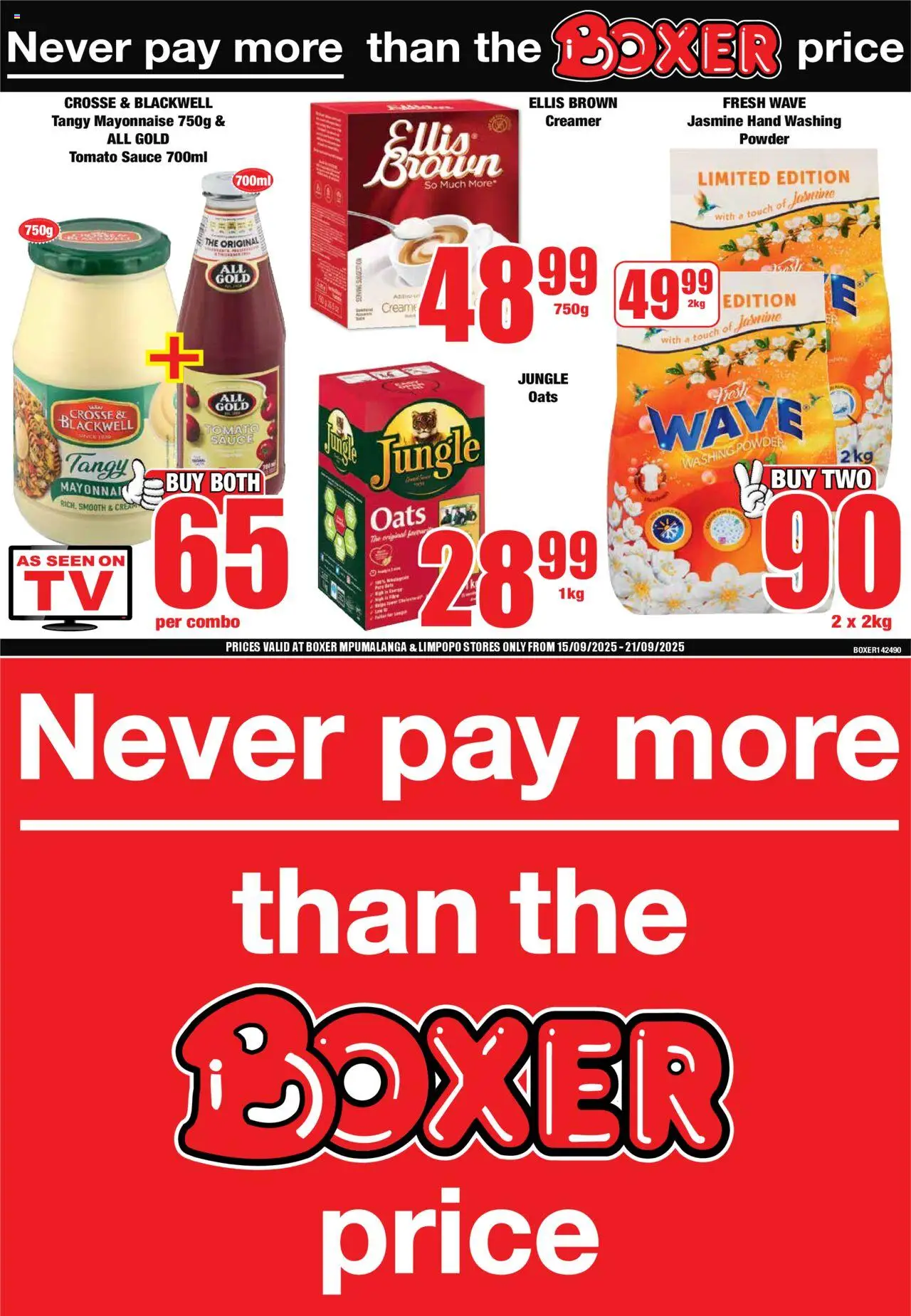 New Boxer catalogue – valid from 15.09.2025 | Page: 1 | Products: Oats, Tomato sauce, Mayonnaise, Sauce
