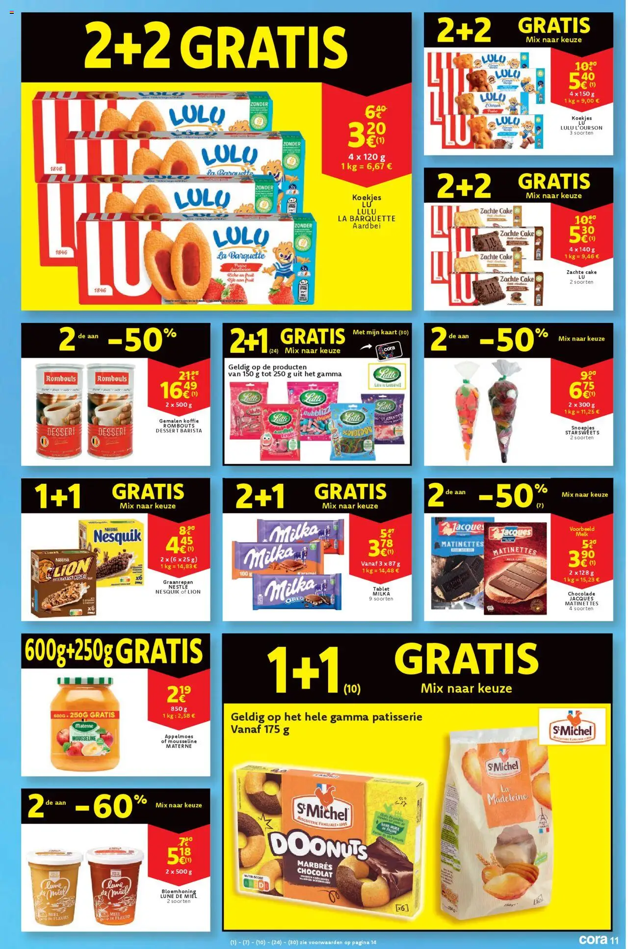 {H1} | Pagina: 11 | Producten: Snoepjes, Cake, Kaart, Melk