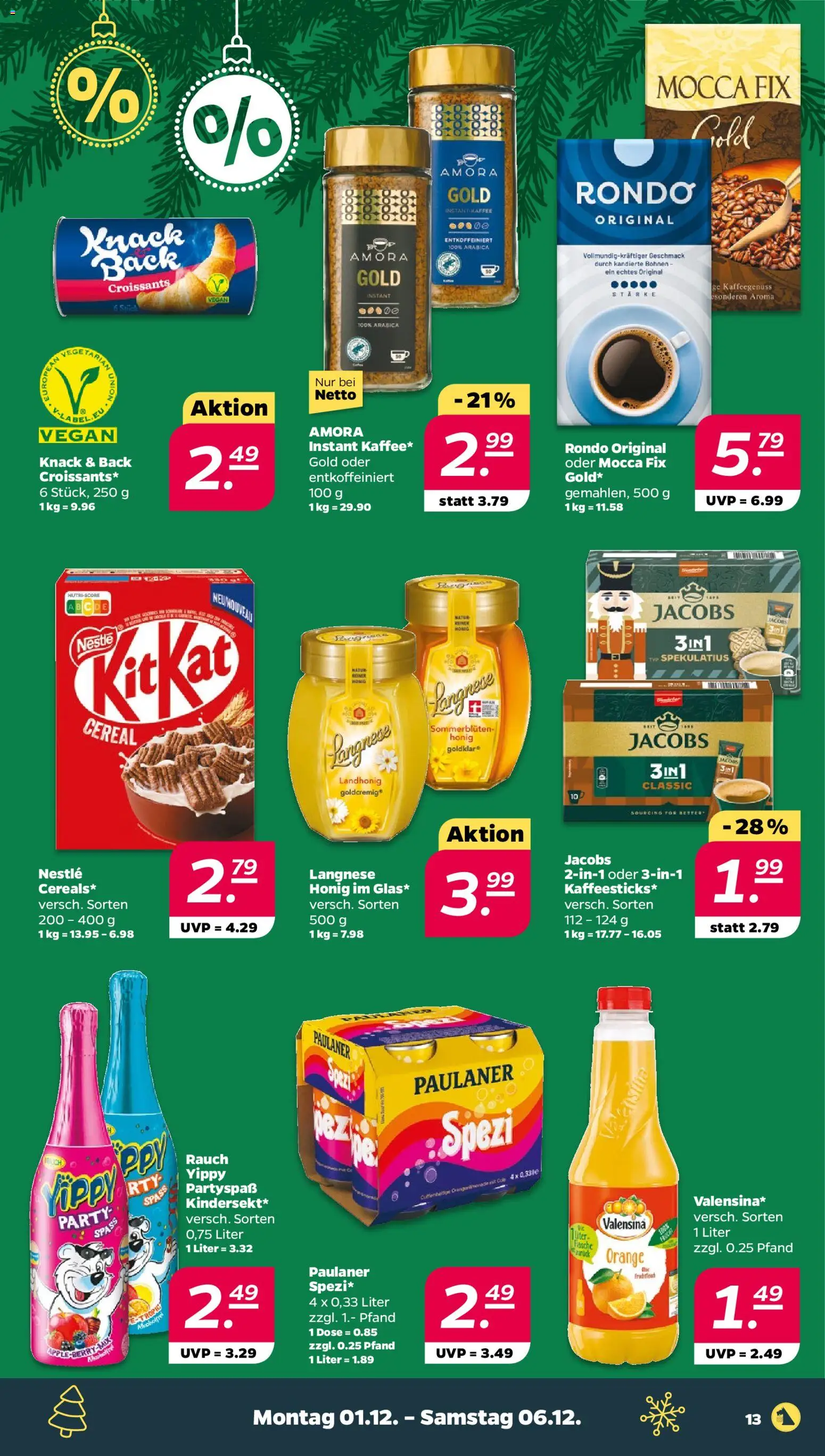 Netto Prospekt 	 – gültig ab 01.12.2025 | Seite: 13 | Produkte: Kaffee, Apple, Valensina, Paulaner