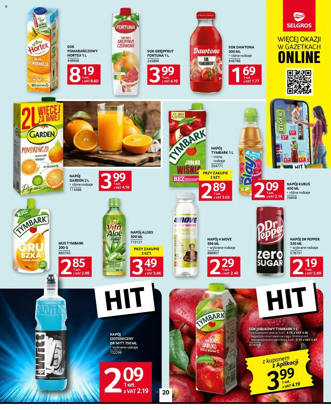 Selgros cash&carry Gazetka od 18.06.2025 | Strona: 20 | Produkty: Sok pomarańczowy, Sok jabłkowy, Banan, Woda