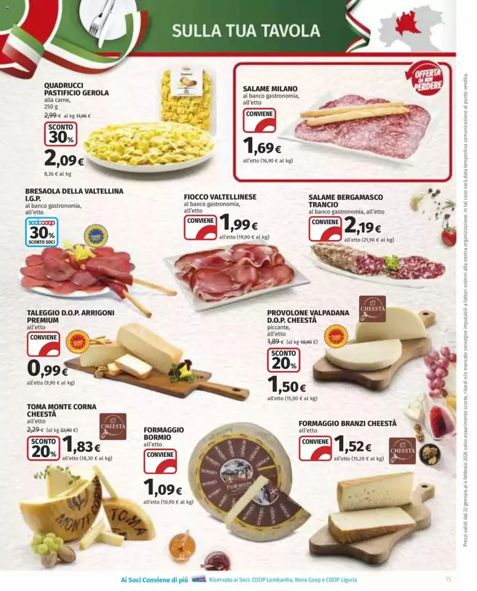 Volantino COOP del 22.01.2026 | Pagina: 15 | Prodotti: Provolone, Salame, Bresaola, Data