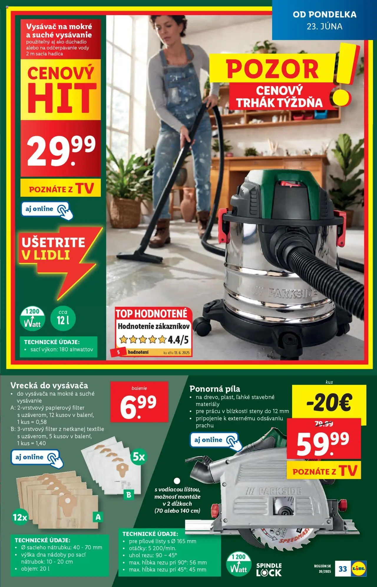 Lidl leták │ platný od 23.06.2025 | Strana: 43 | Produkty: Tv, Píla, Parkside, Vysávač
