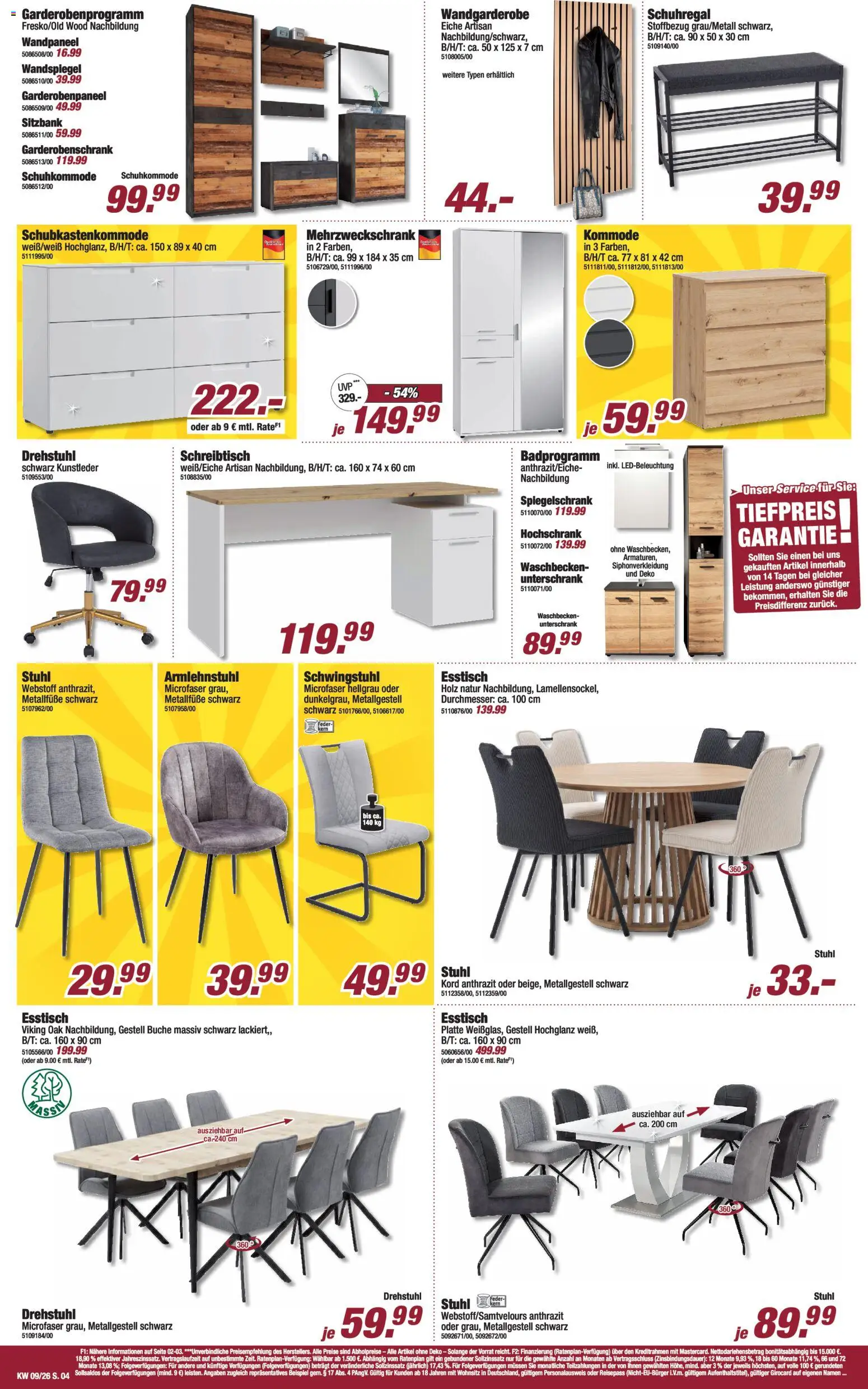 Poco Prospekt 	 – gültig ab 22.02.2026 | Seite: 4 | Produkte: Stuhl, Waschbecken, Schuhregal, Spiegelschrank