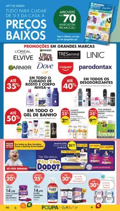 Pré-visualização EM TODO O GEL DE BANHO, Gel de banho com até 50% de desconto (Não inclui a marca Pingo Doce, Be Beauty e Skino) válido de 24.02.2026 | Página: 42 | Produtos: Papel higiénico, Fraldas dodot, Condicionador, Banho