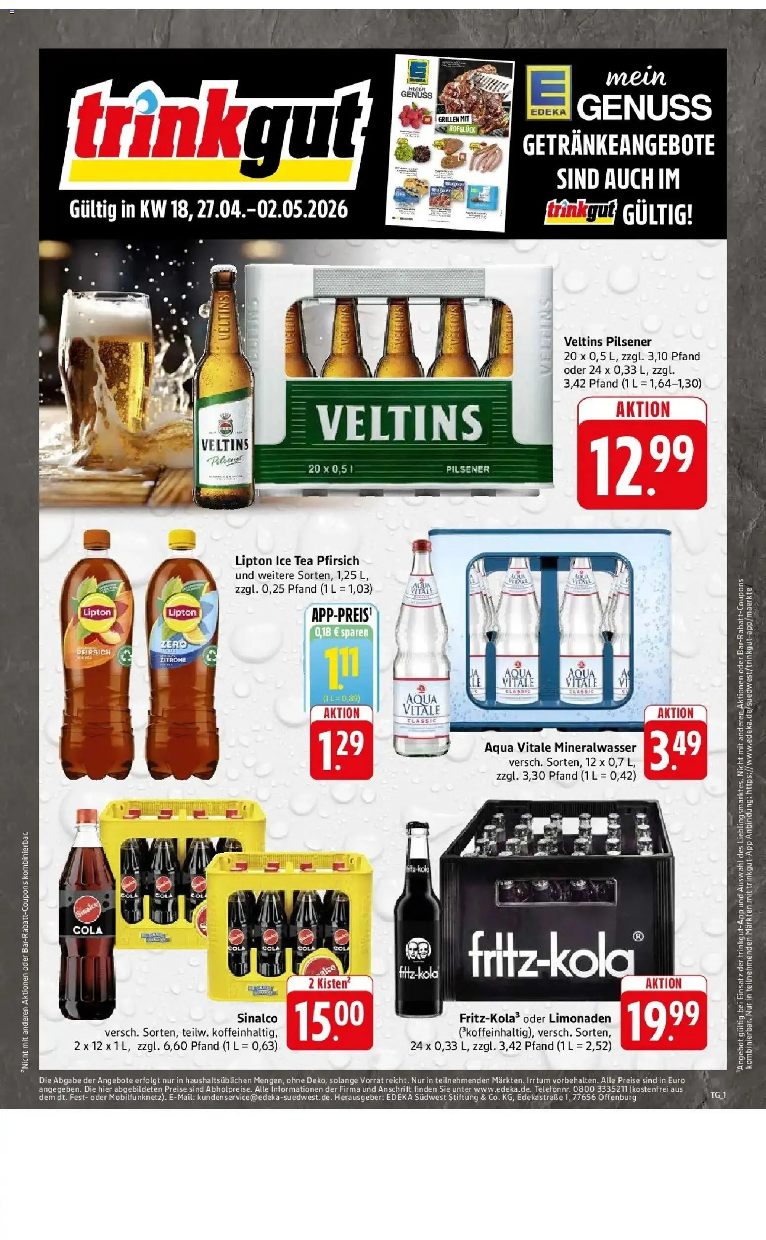 Angebote – gültig ab 27.04.2026 | Seite: 66 | Produkte: Sinalco, Mineralwasser, Zitrone, Veltins