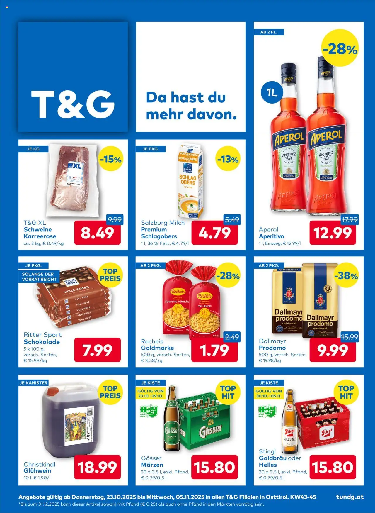 T&G Osttirol gültig ab 23.10.2025 | Seite: 1 | Produkte: Milch, Schokolade