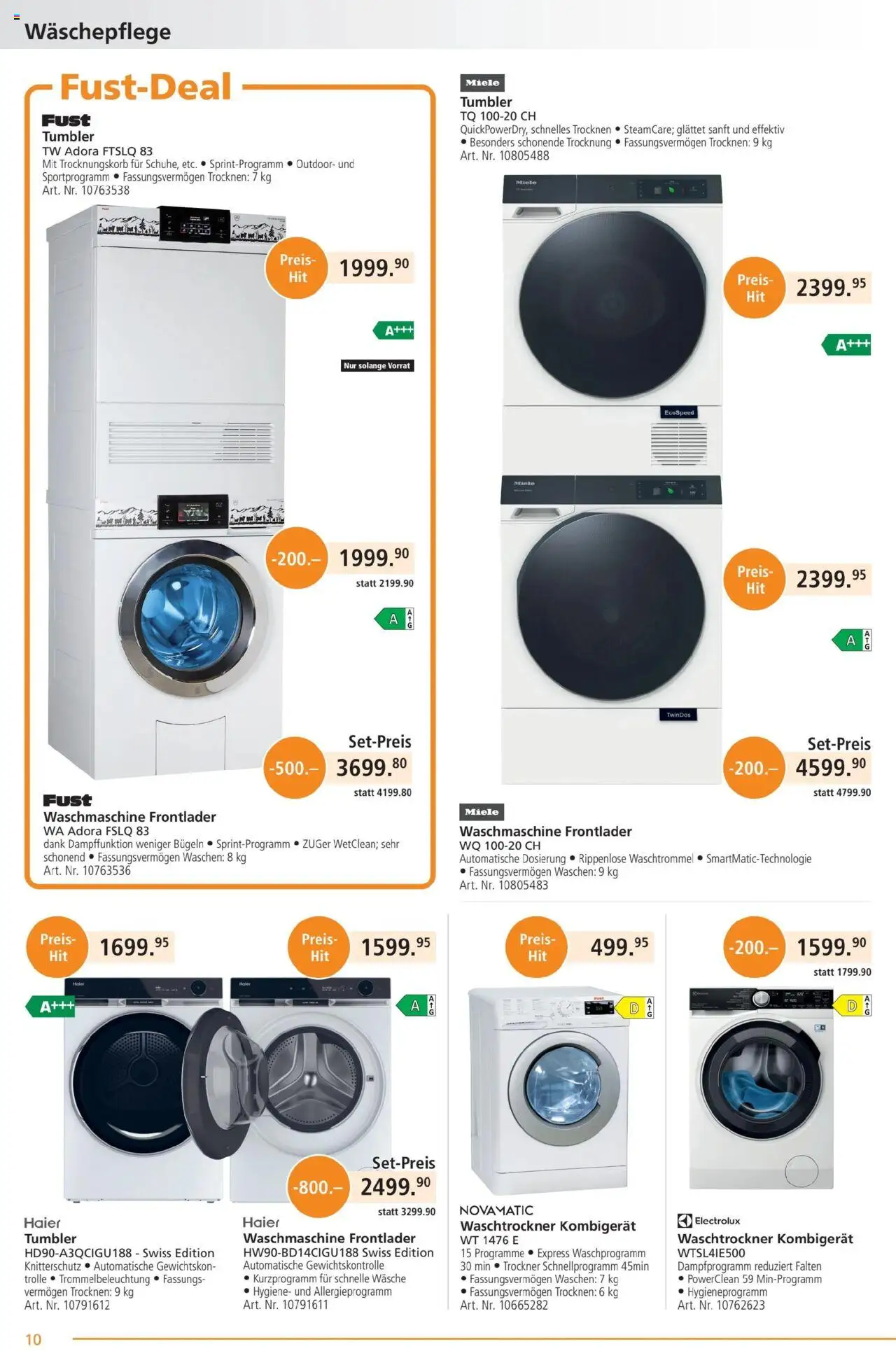 Fust Aktionen ab 26.05.2025 | Seite: 10 | Produkte: Waschtrockner, Waschmaschine, Miele