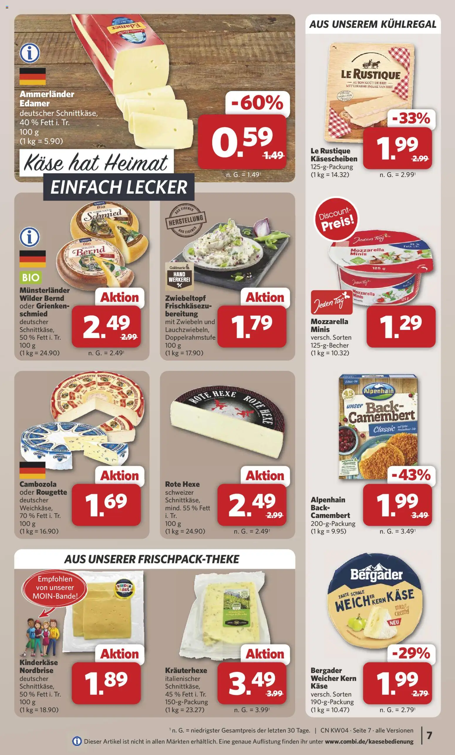 Combi Prospekt 	 – gültig ab 19.01.2026 | Seite: 7 | Produkte: Käse, Mozzarella, Edamer, Zwiebeln