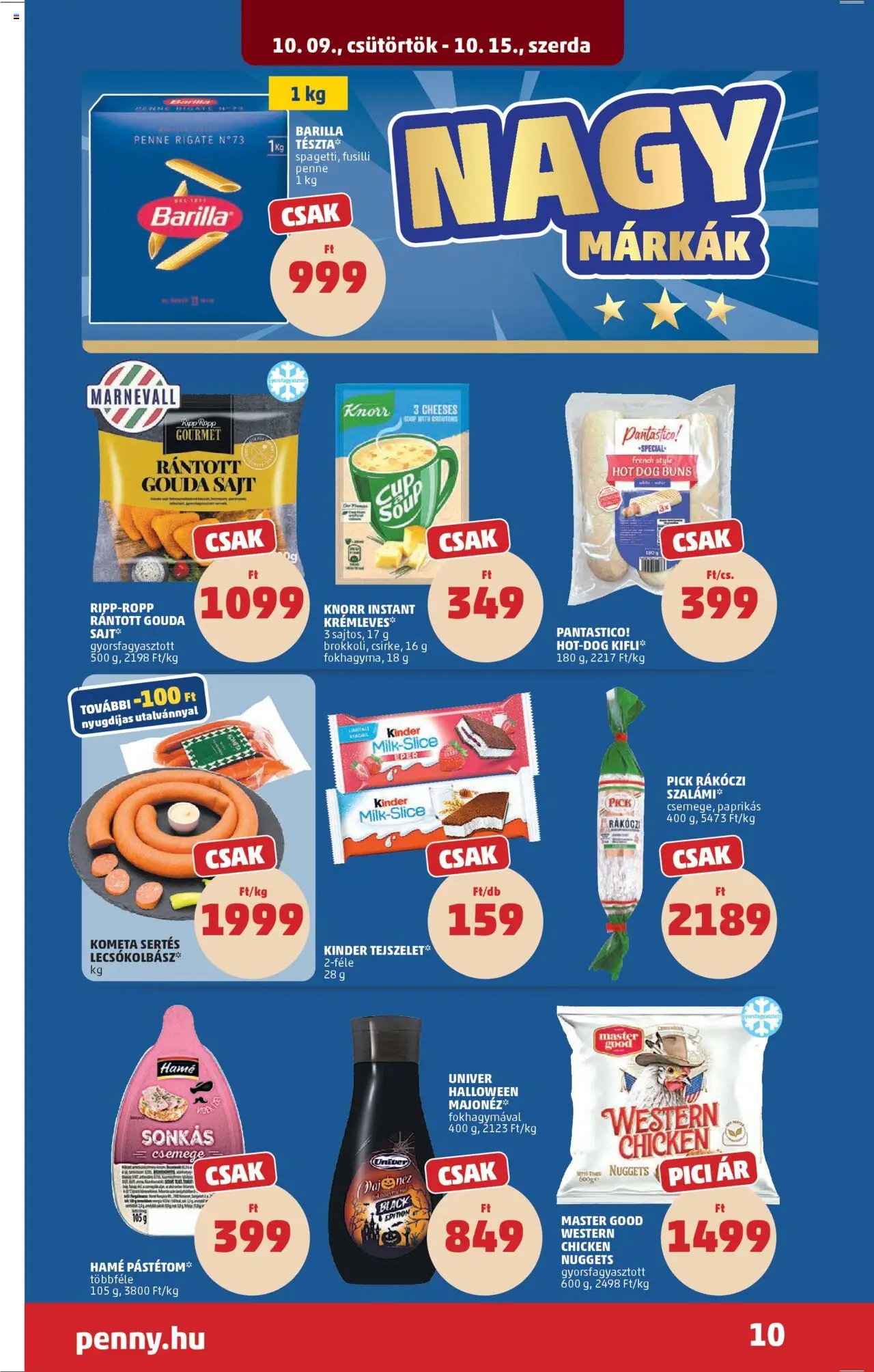 PENNY akciós ujság - amely érvényes a következő dátumtól: 09.10.2025 | Oldal: 14 | Termékek: Gouda, Sajt, Tészta, Majonéz