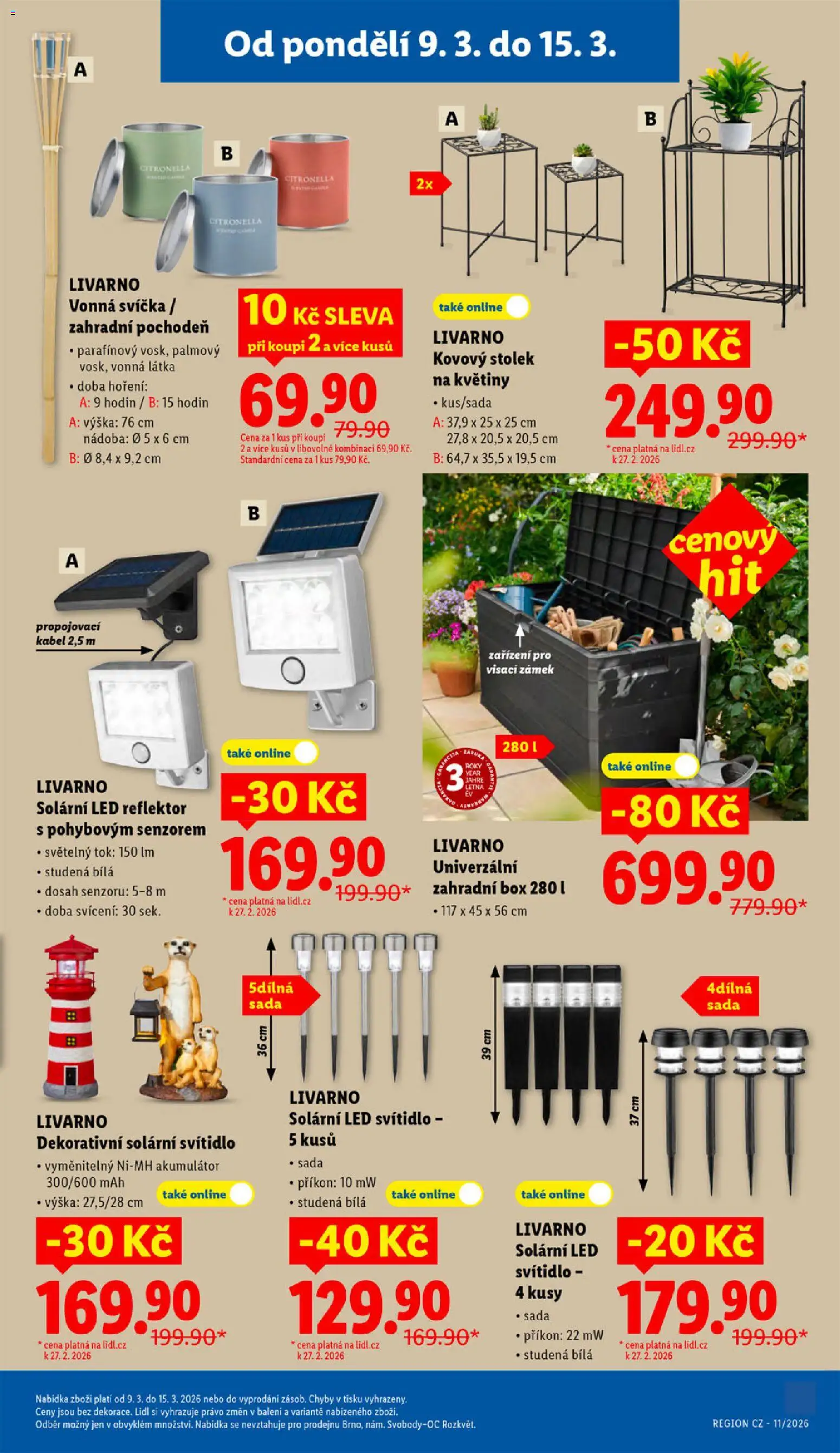 Lidl leták - Spotřební zboží od 09.03.2026 | Strana: 9 | Produkty: Box, Svíčka, LED reflektor, Stolek