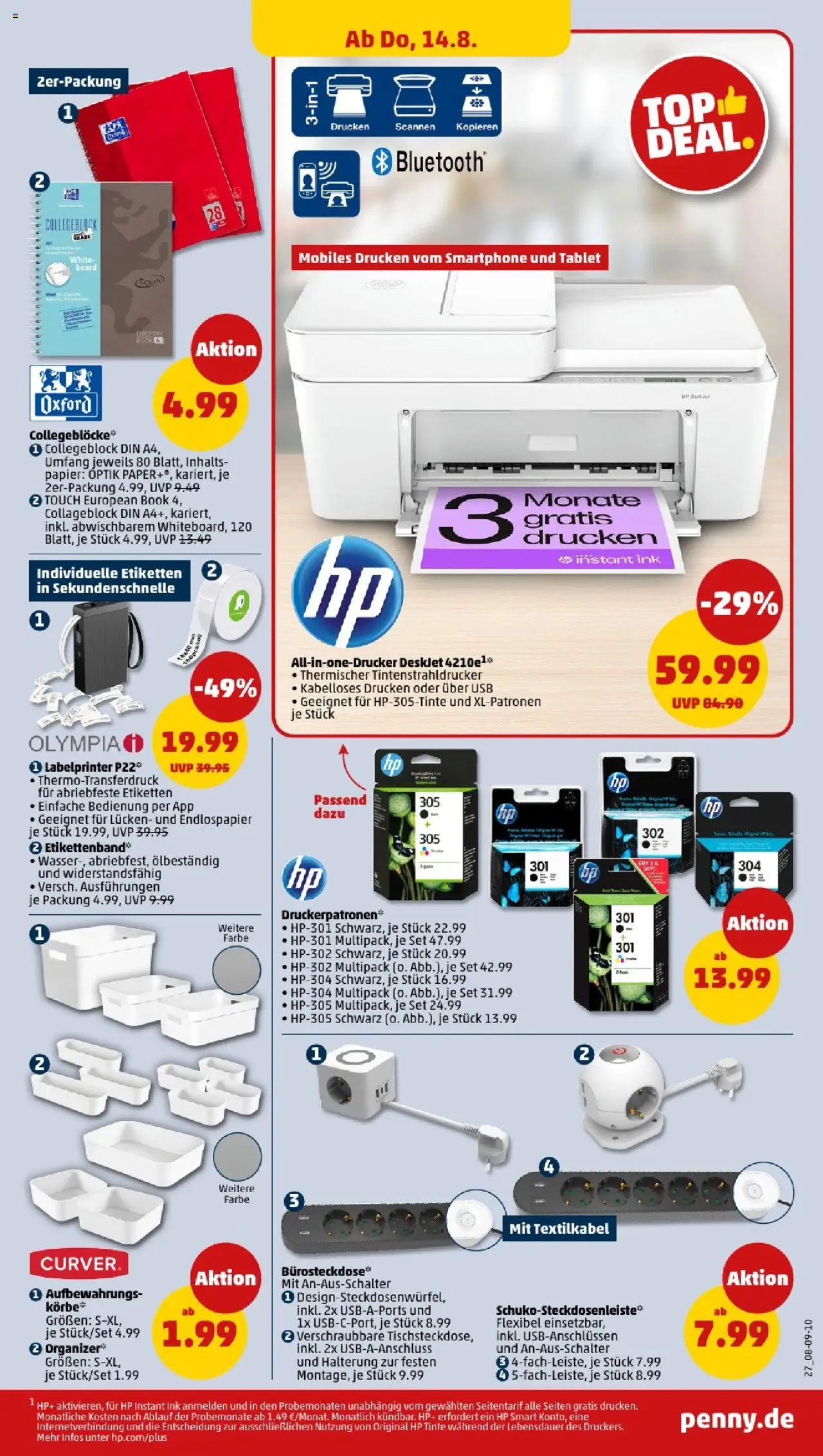 Penny - Nordrhein - Westfalen - gültig ab dem 11.08.2025 | Seite: 27 | Produkte: HP, USB, Tintenstrahldrucker, Smartphone