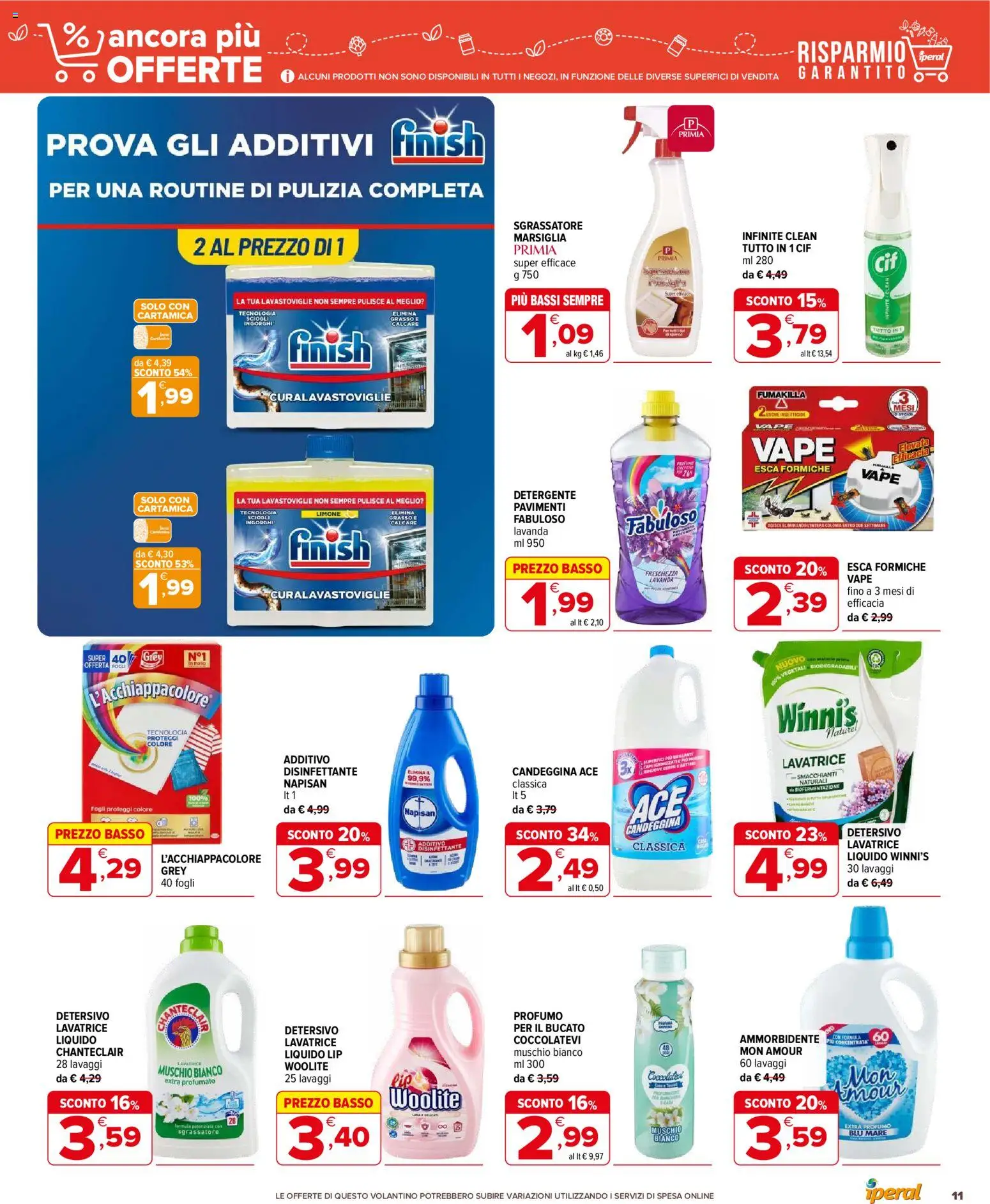 Volantino Iperal del 08.04.2026 | Pagina: 11 | Prodotti: Detergente, Candeggina, Limone, Lavatrice