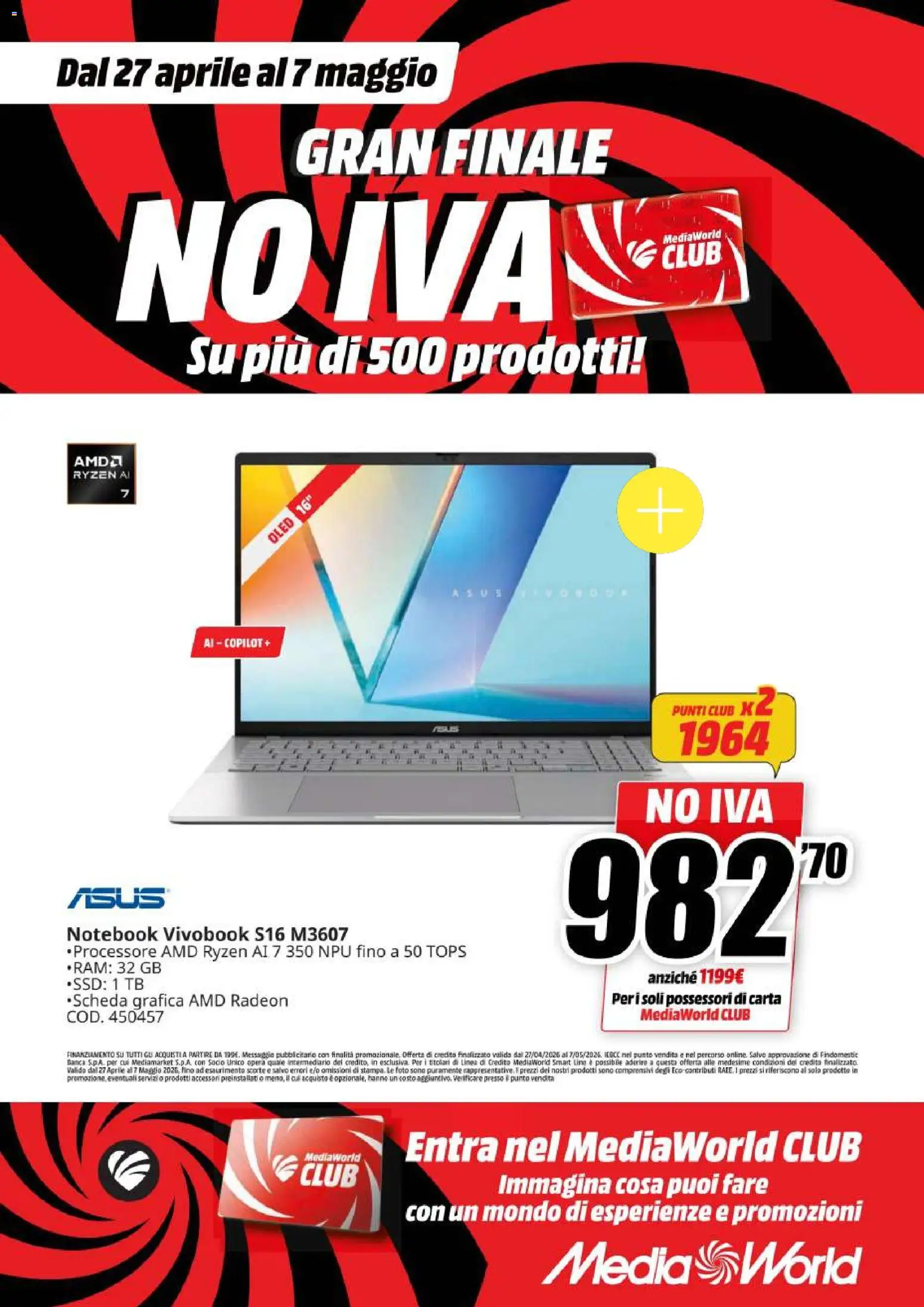 Volantino Media World del 27.04.2026 | Pagina: 38 | Prodotti: Notebook
