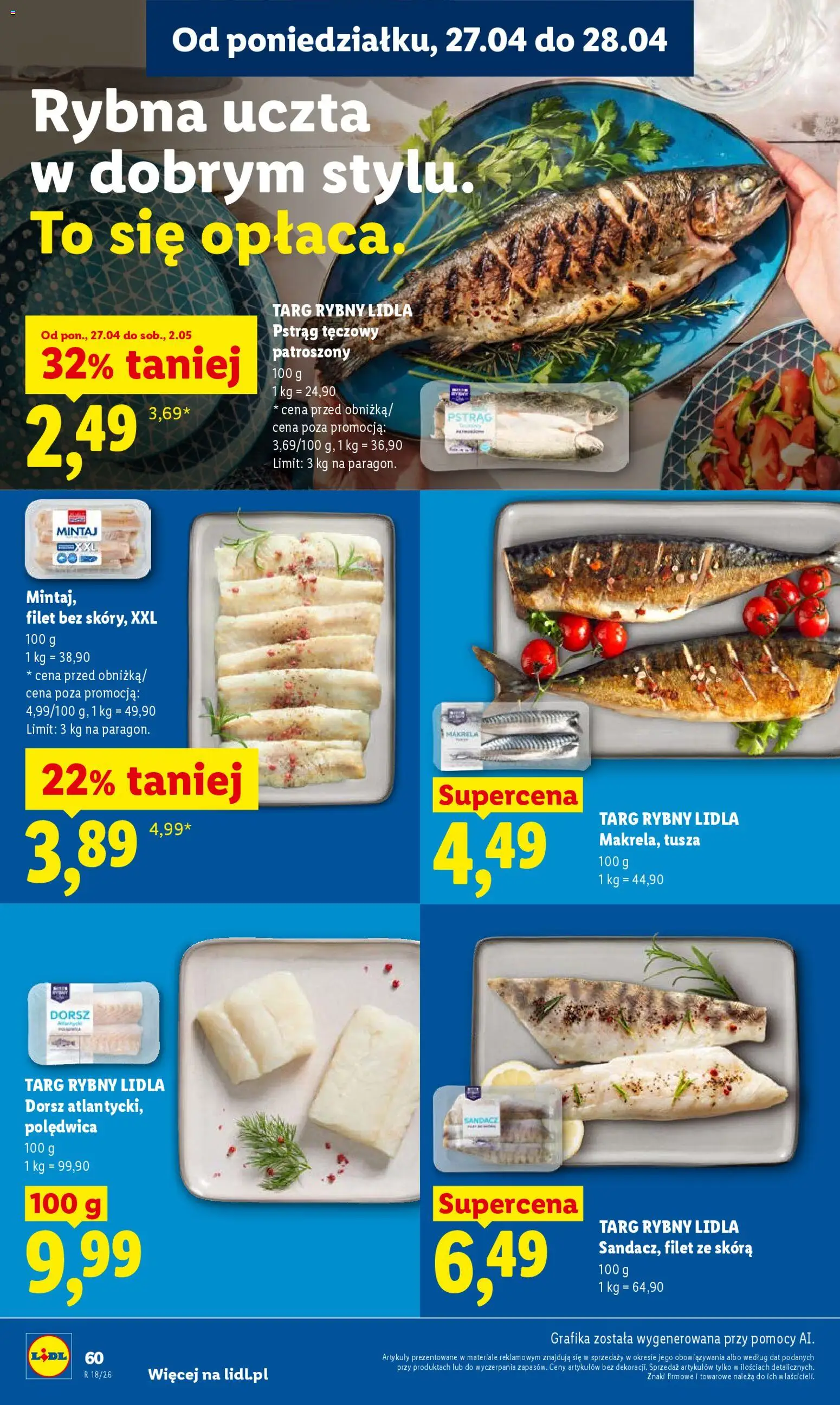 Lidl Polsko leták od 27.04.2026 | Strana: 60 | Produkty: Makrela, Filet