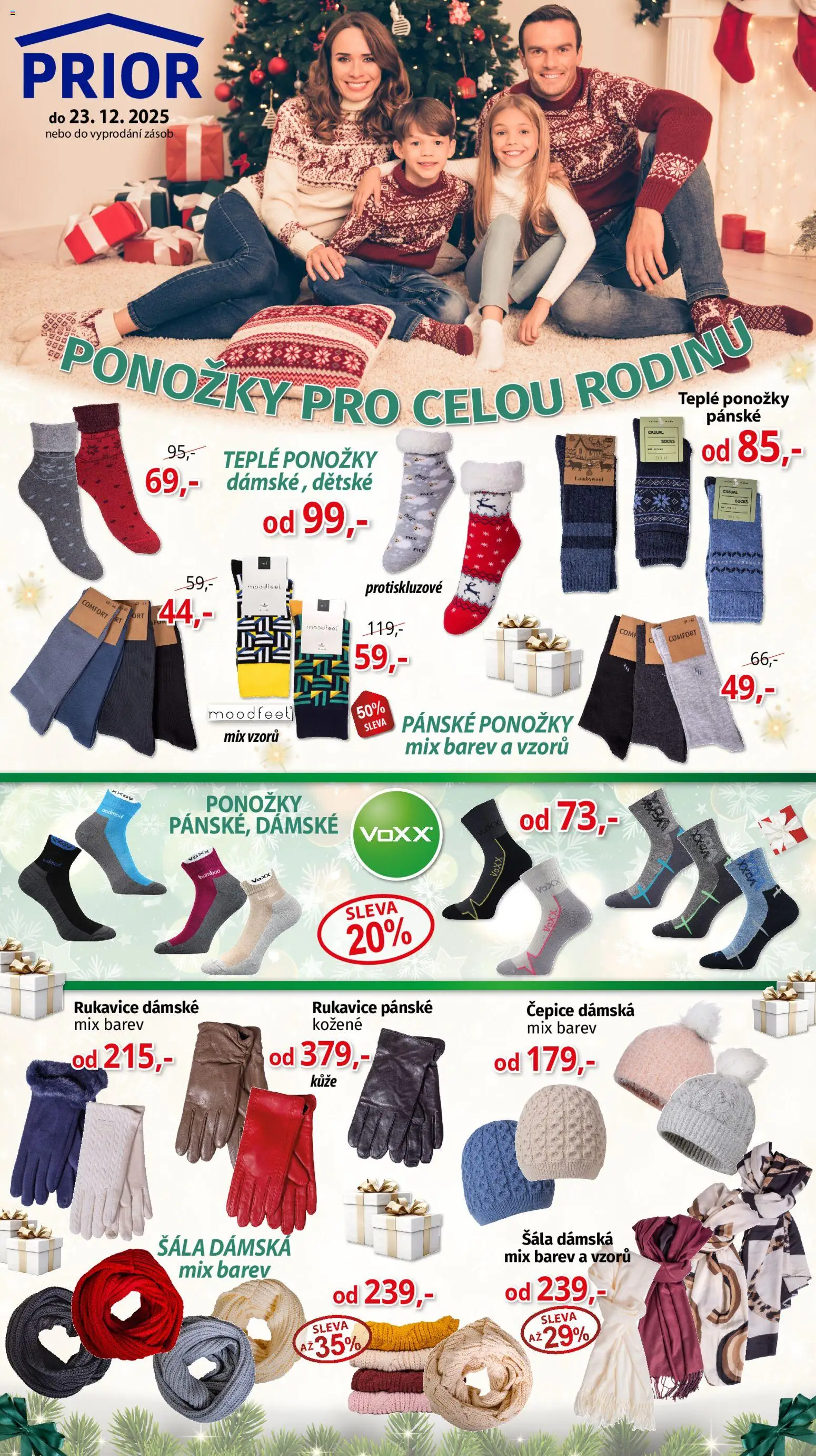 Prior - Akční Nabídka Obuvi  od 17.12.2025 | Strana: 1 | Produkty: Ponožky, Šála, Čepice, Rukavice