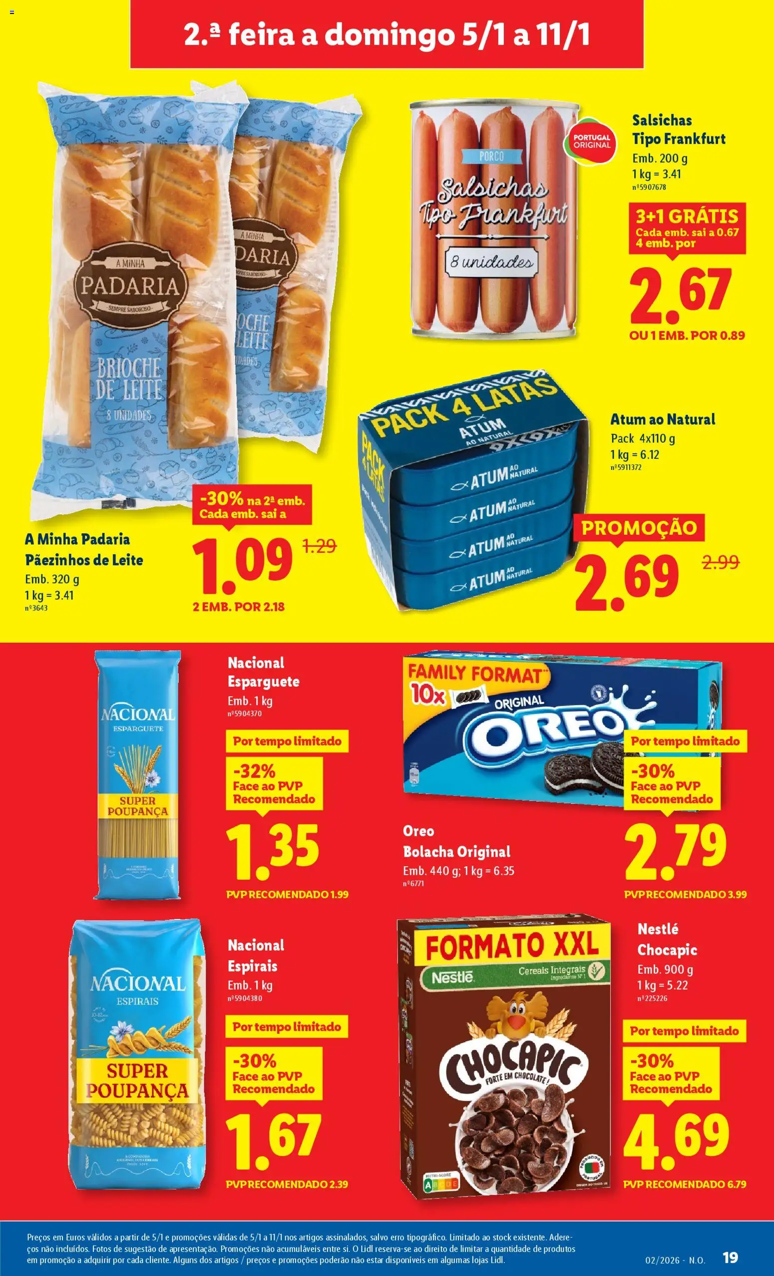 Lidl folheto │ válido de 05.01.2026 | Página: 19 | Produtos: Atum, Esparguete, Padaria, Leite