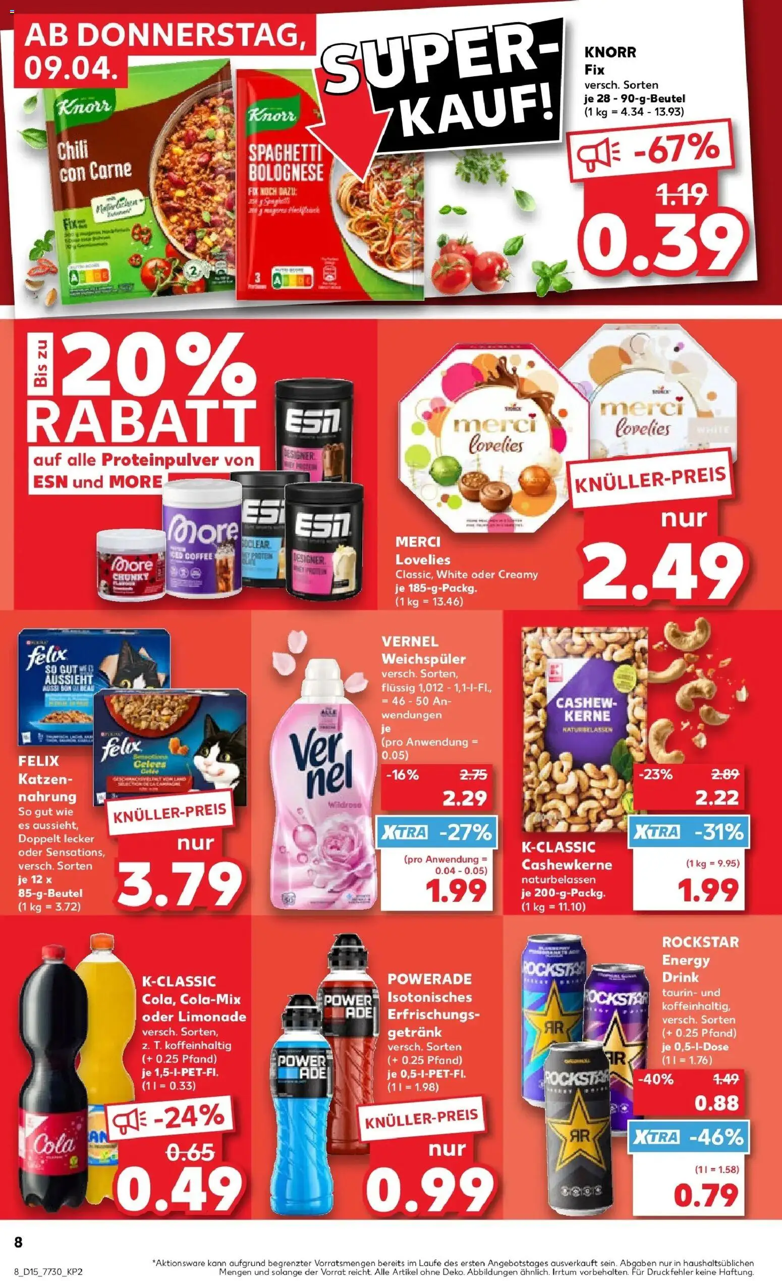 Kaufland Prospekt Würzburg	 – gültig ab 07.04.2026 | Seite: 20 | Produkte: Rockstar energy, Cola, Knorr, Vernel