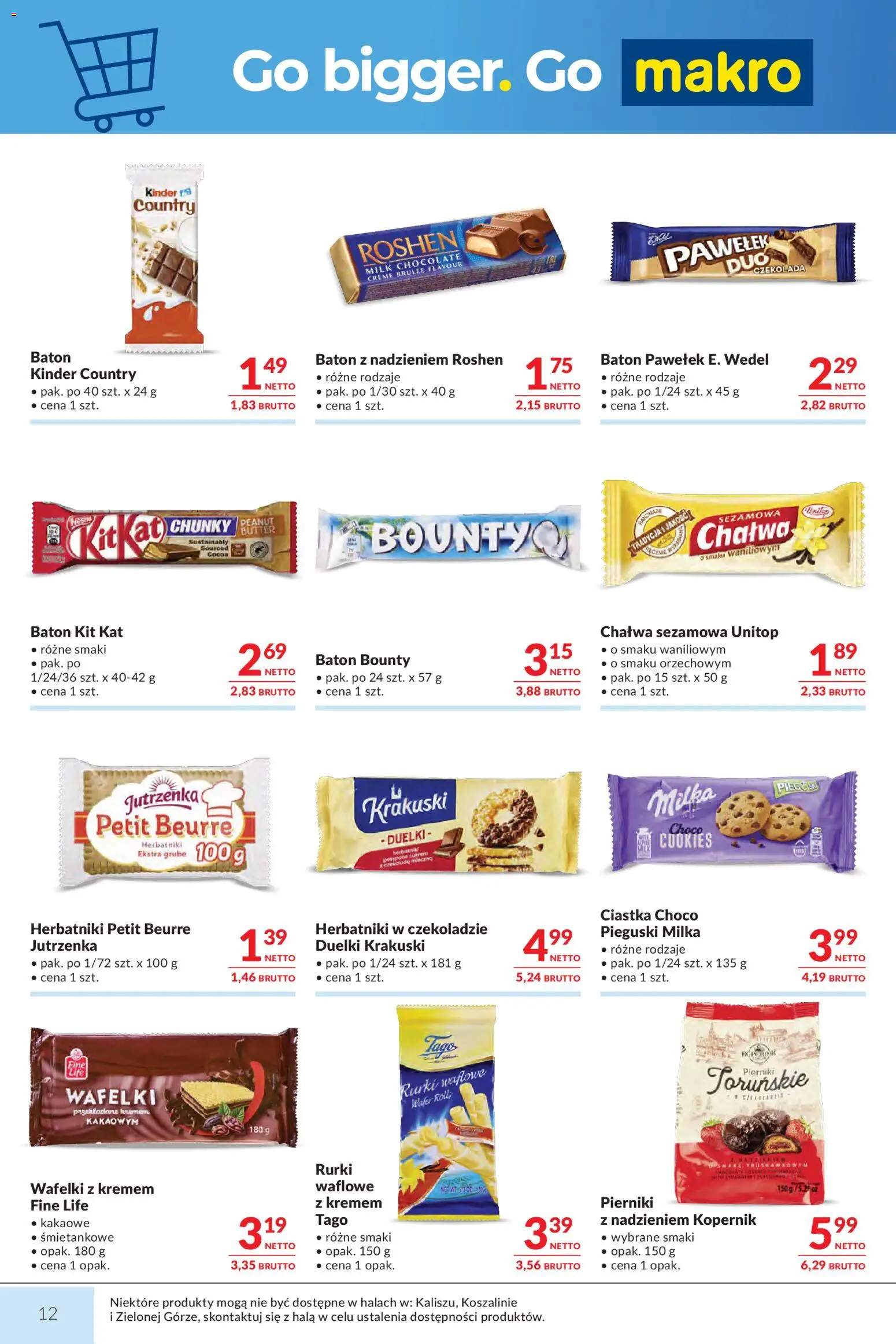 Makro Gazetka od 20.01.2026 | Strona: 12 | Produkty: Baton, Wafelki, Czekolada, Ciastka