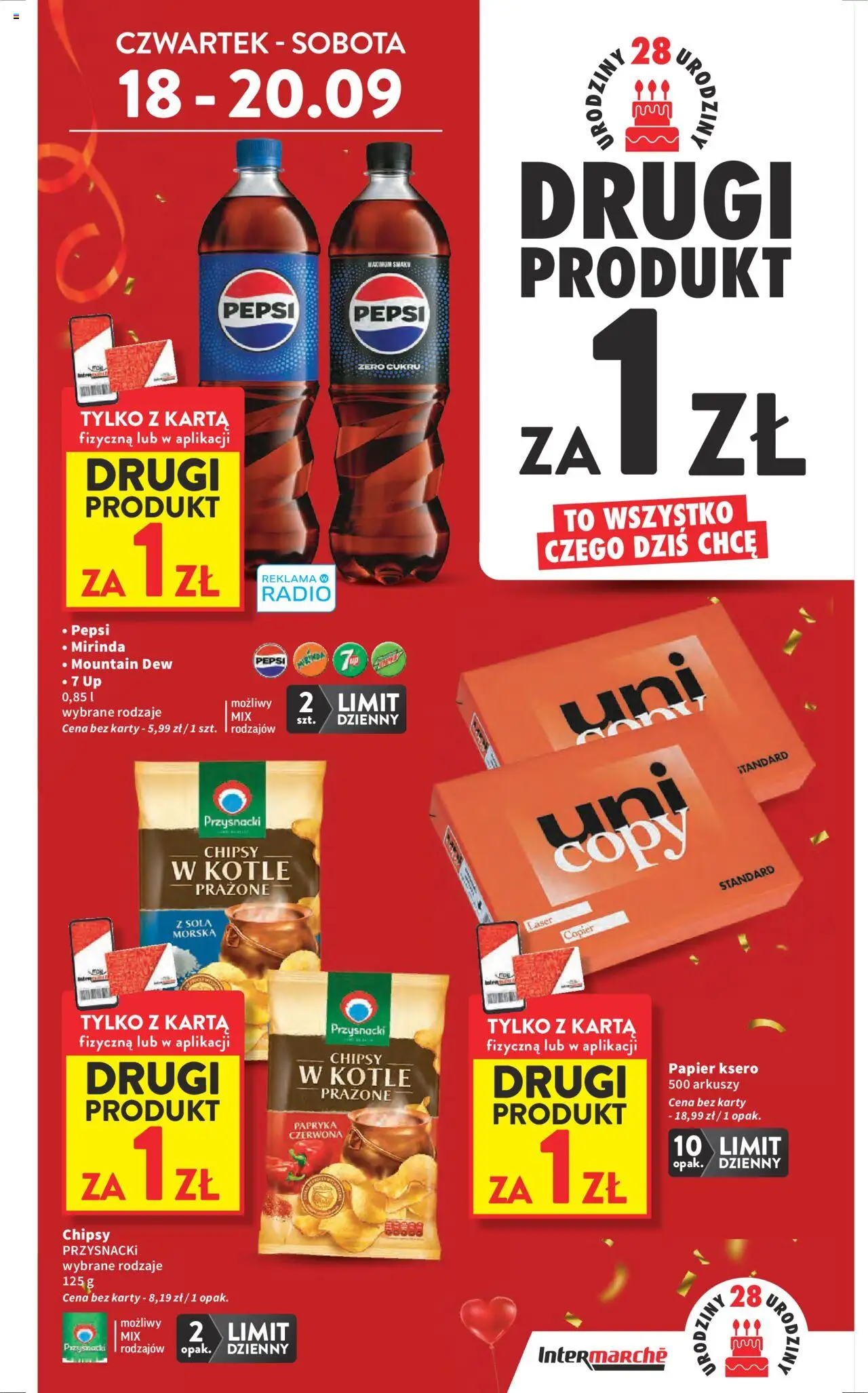 Intermarche Gazetka od 18.09.2025 | Strona: 5 | Produkty: Karta, Chipsy, Papryka, Papier ksero