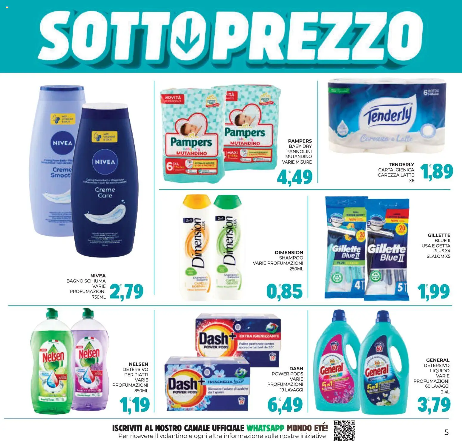 Volantino Eté del 17.04.2026 | Pagina: 5 | Prodotti: Carta igienica, Latte, Pampers, Bagno