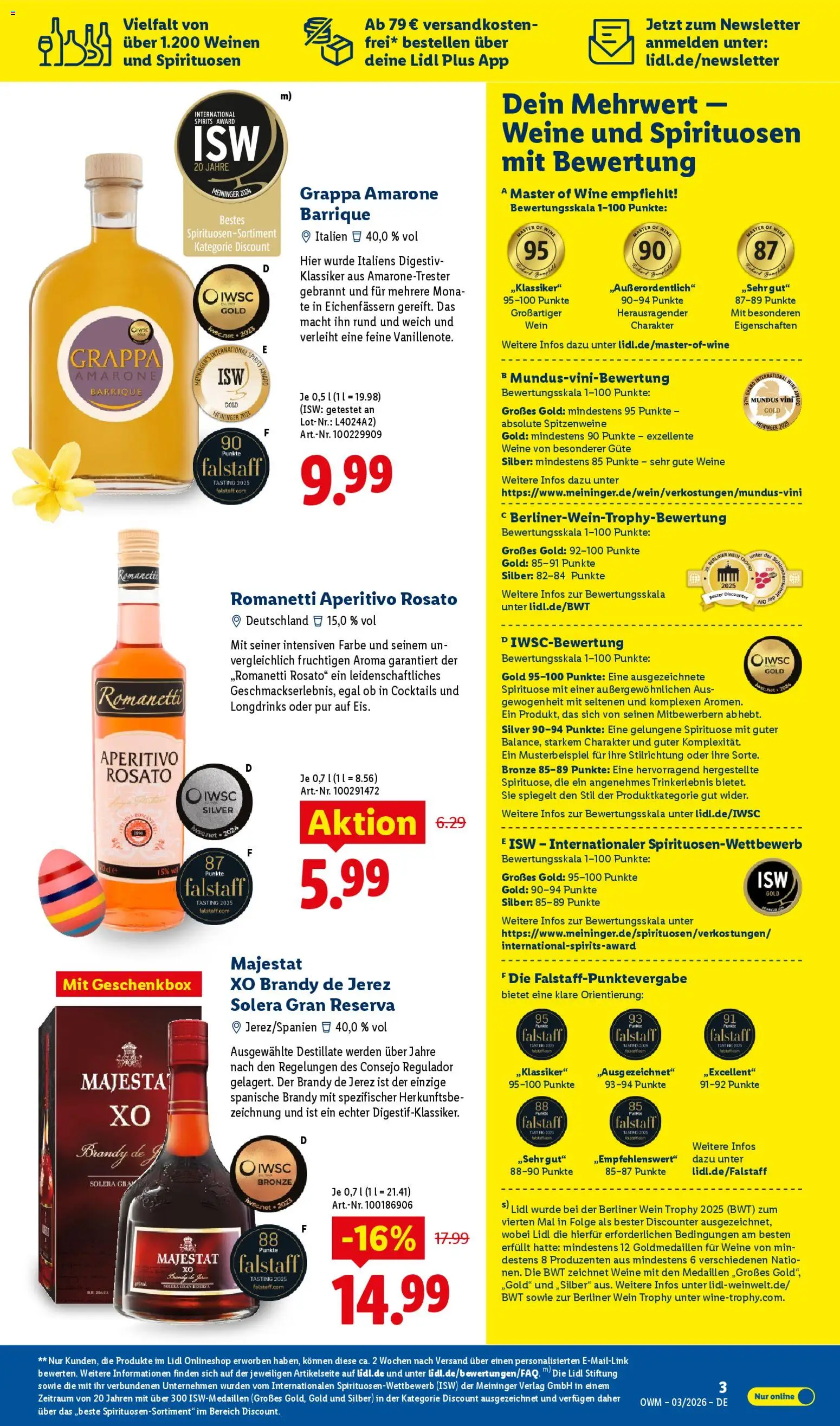 Lidl Německo leták - März od 01.03.2026 | Strana: 3 | Produkty: Brandy, Aperitivo, Grappa