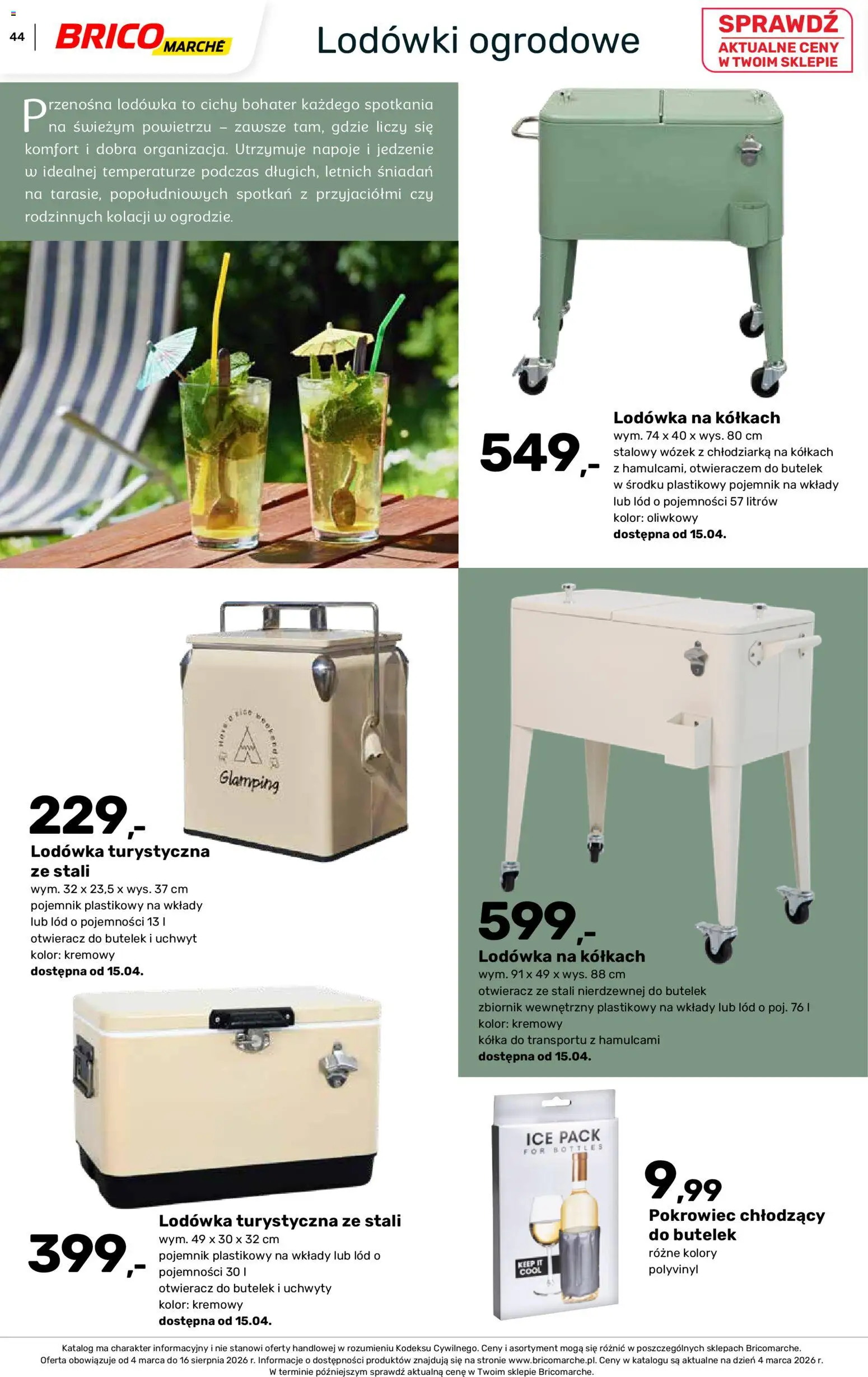 Brico Marché gazetka - Wiosna od 04.03.2026 | Strona: 44 | Produkty: Lodówka, Napoje, Lodówka turystyczna