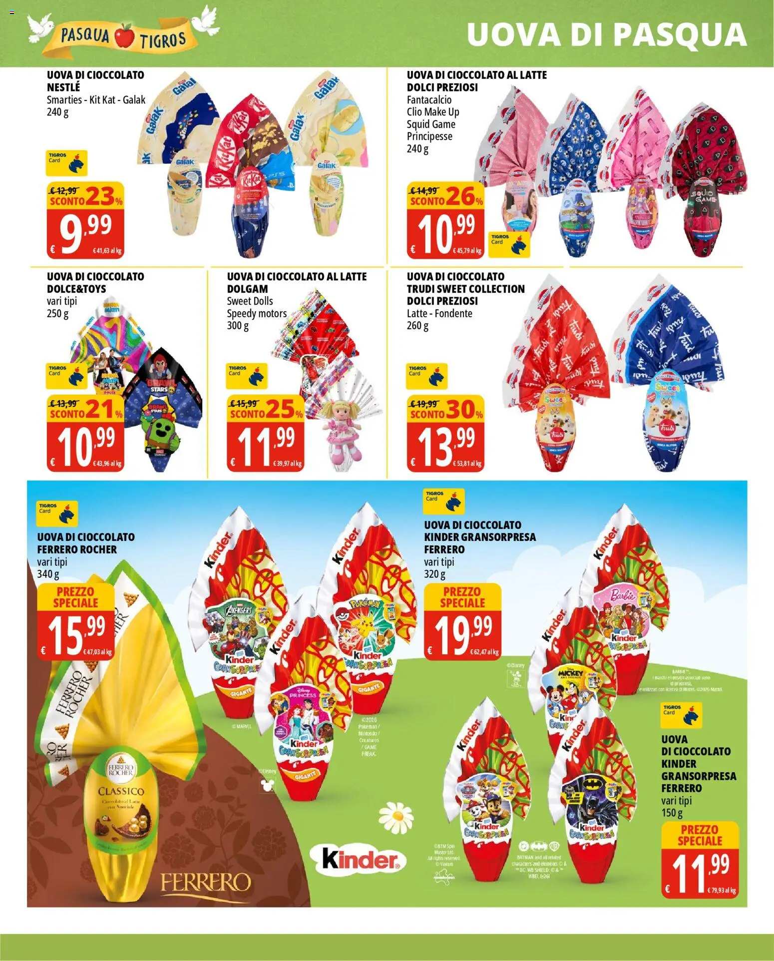 Volantino Tigros del 24.03.2026 | Pagina: 4 | Prodotti: Uova, Cioccolato, Latte